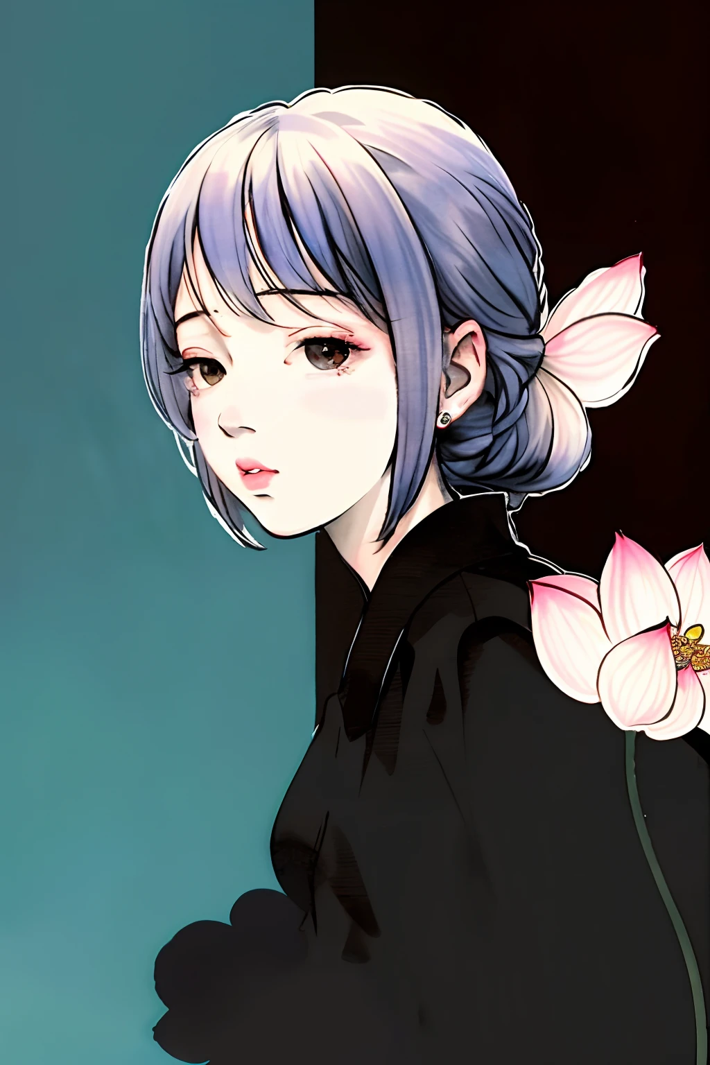 shukezouma, negative space, shuimobysim, (Minimalism:1) , lotus,