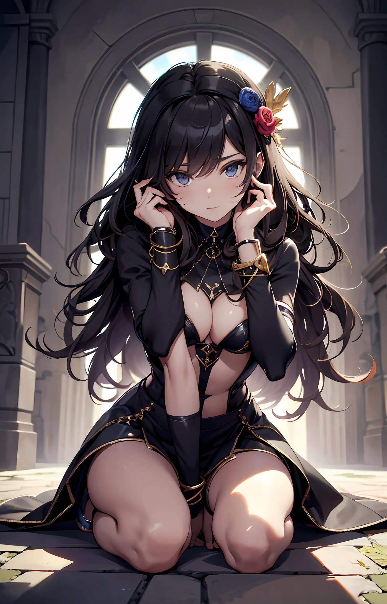best qualityer,tmasterpiece,Ultimate resolution,downy,Extremely colorful,seminude,Sex slaves,Kneel,behead,behead,guillotine,Anklets,high-heels,Correct posture