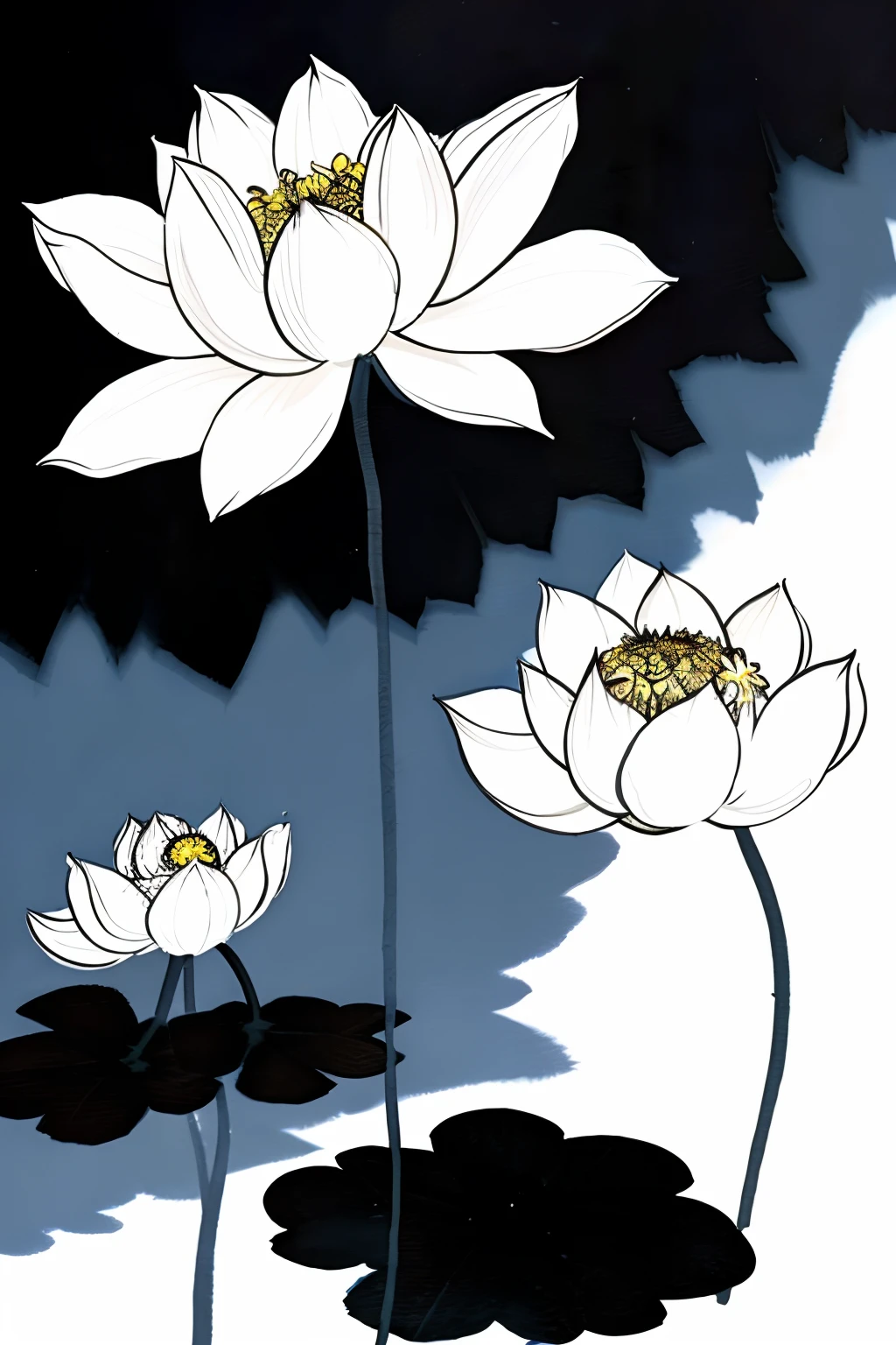 shukezouma, negative space, shuimobysim, (Minimalism:1) , lotus,