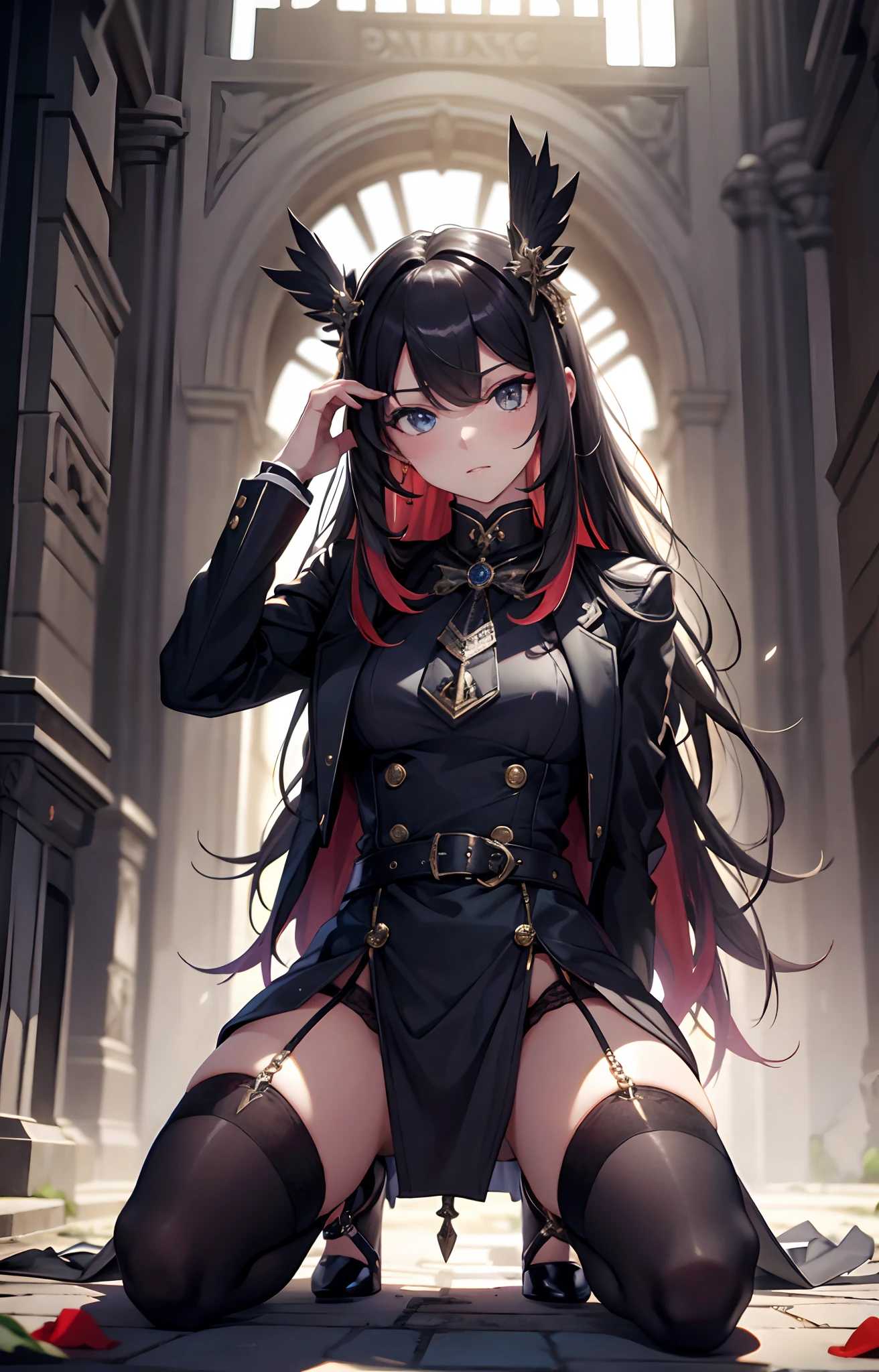 best qualityer,tmasterpiece,Ultimate resolution,downy,Extremely colorful,seminude,Sex slaves,Kneel,Hands behind your back,behead,behead,guillotine,Anklets,high-heels,Correct posture
