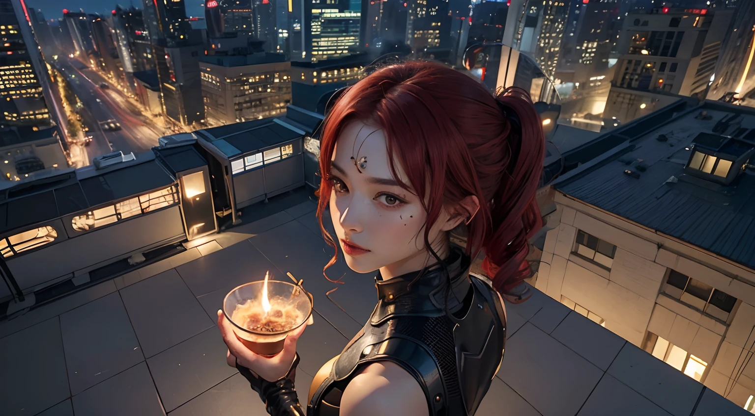 Red hair with flame magic