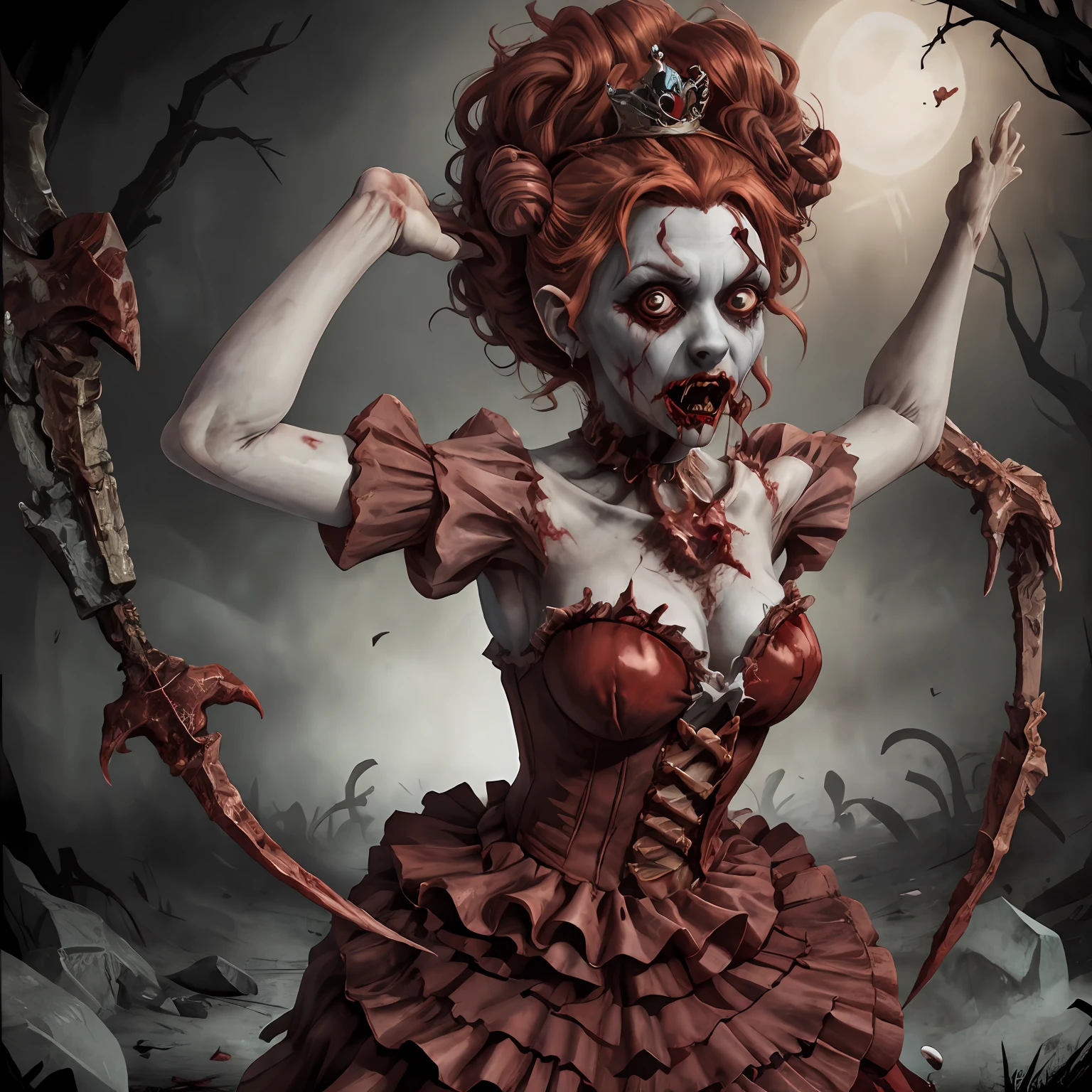 Queen of Hearts of Wonderland Style Scary Zombie Horror