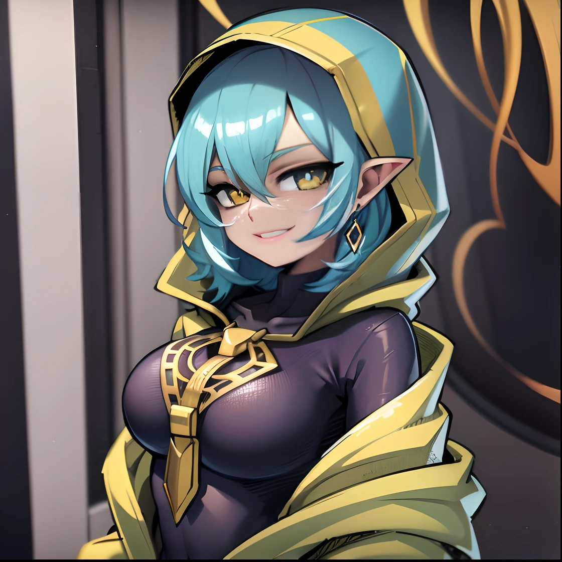 anime - imagem de estilo de uma mulher com cabelo azul e um capuz em, portrait knights of zodiac girl, Aqua, Konosuba, Senna de League of Legends, Artgerm extremamente detalhado, knights of zodiac girl, Retrato de um mago feminino, garota de anime desonestos, elfa, Artgerm em ArtStation Pixiv, Retrato de uma feiticeira