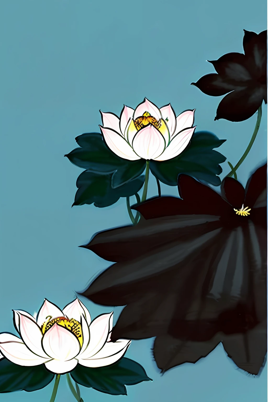 shukezouma, negative space, shuimobysim, (Minimalism:1) , lotus,