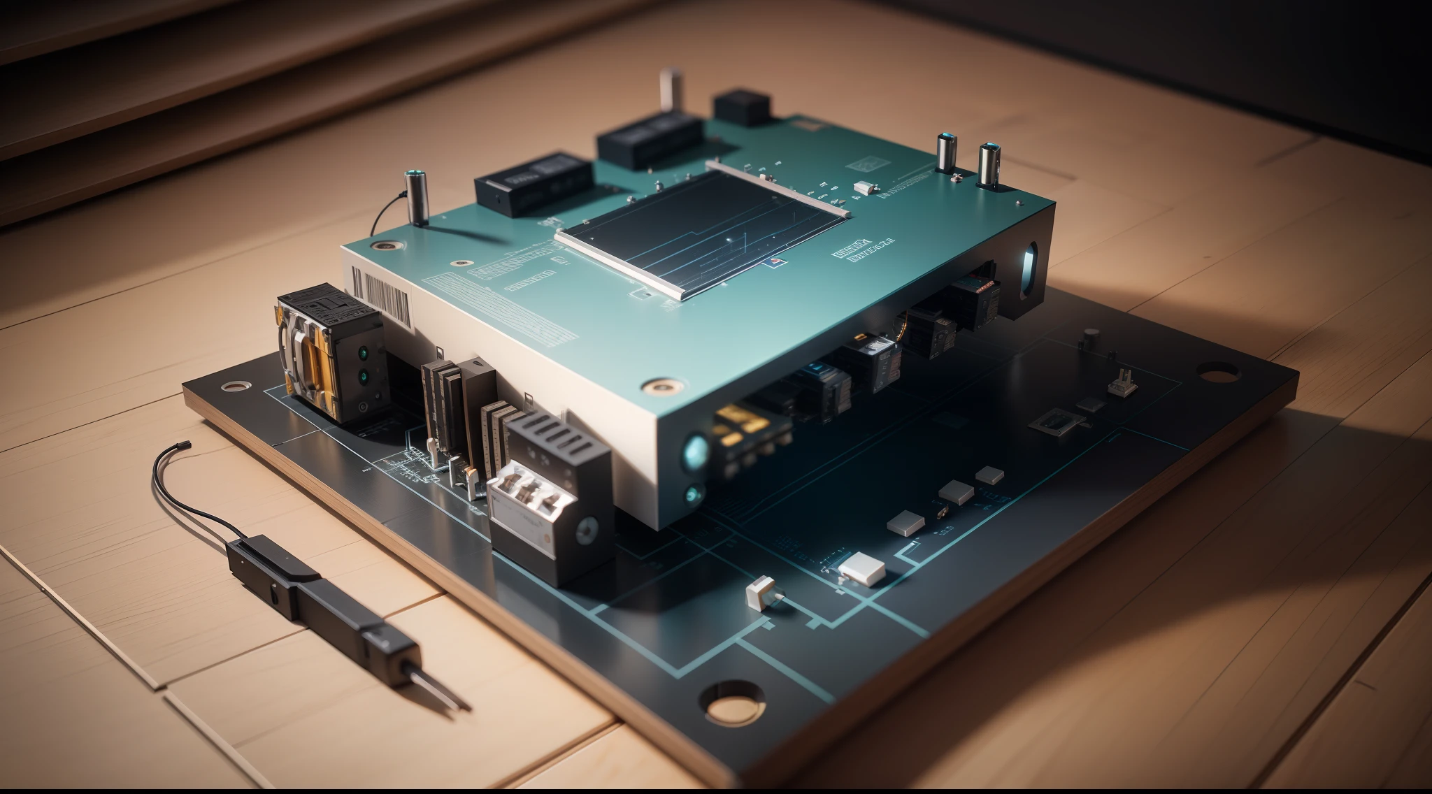 Obra-prima, qualidade excepcional, texture detalhada, Realistic rendering in 8K, ((electronic circuit of micro controllers)).