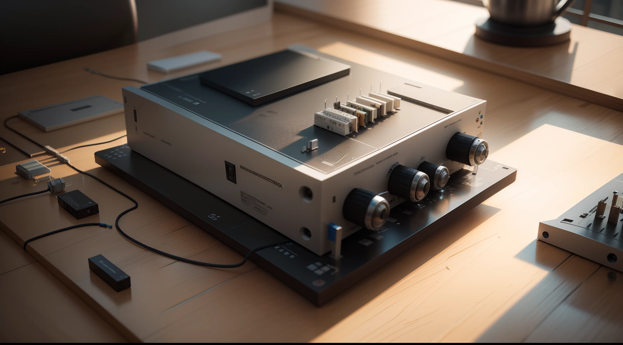 Obra-prima, qualidade excepcional, texture detalhada, Realistic rendering in 8K, ((electronic circuit of micro controllers)).
