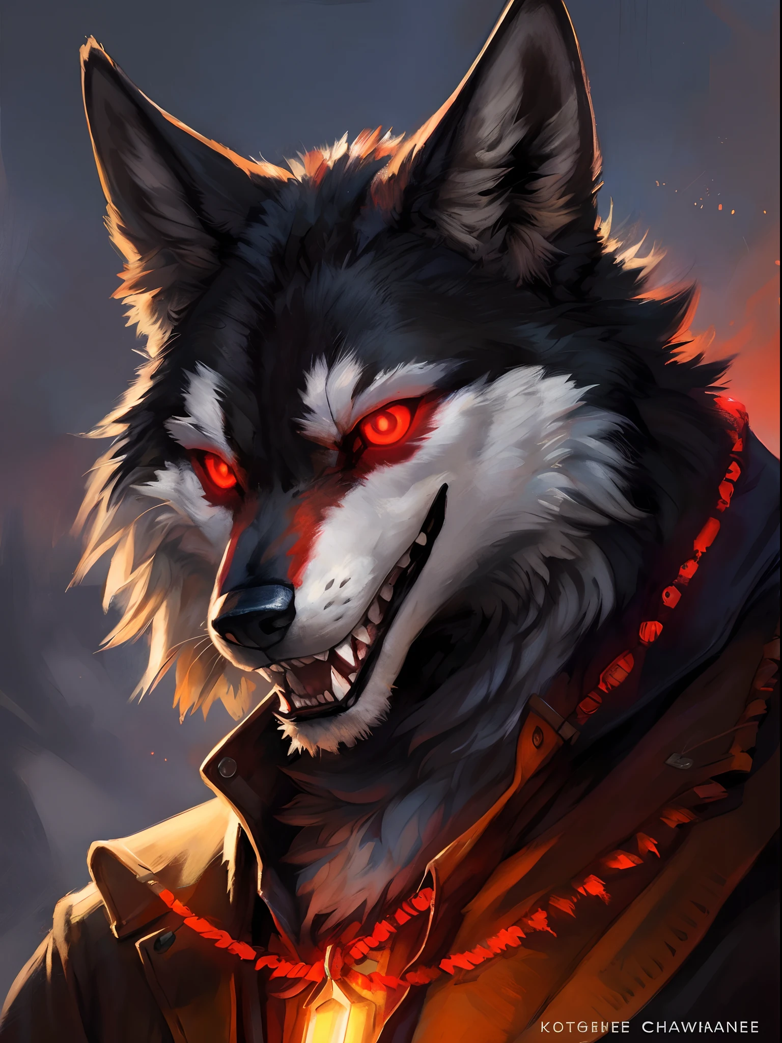 hochgeladen auf e621, beautiful and detailed portrait of a male feral wolf, kenket, Ross Tran,ruan jia, hochgeladen auf e621, high resolution, fotorealistisch, cenematic lighting, (((wicked))), (((am strand))), wolf, ((fullbody)), Muzzle with sharp teeth, nacht bei vollmond, dunkelschwarzes pelz, schwarzes Gesicht, ((red glowing eyes)) Evil smiling face, strand outfit, solo, 1boy, selfie