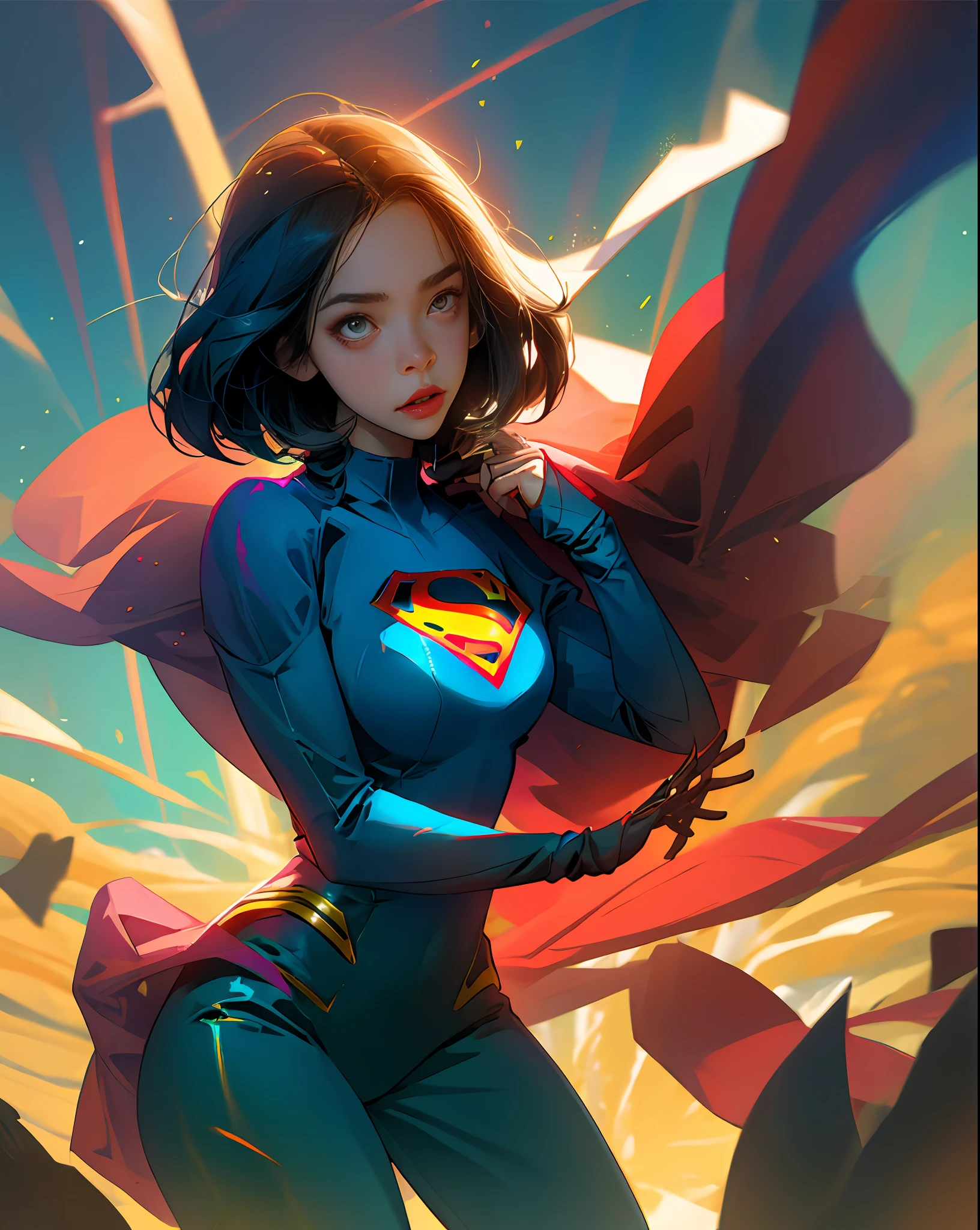 Woman body set big breasts, Supergirl costume dress