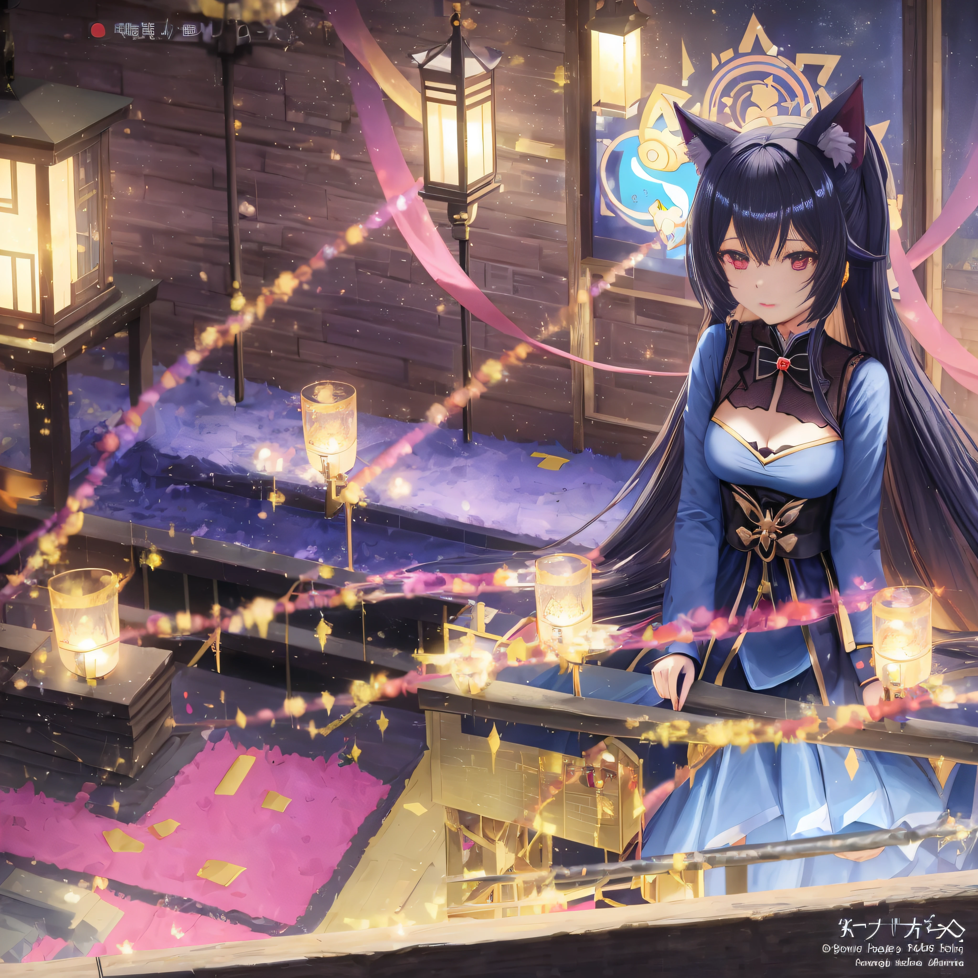 anime girl with long hair and a cat ears in a blue dress, keqing genshin impact, anime moe artstyle, keqing game genshin impact, detailed key anime art, small curvy loli, cute anime waifu in a nice dress, keqing from genshin impact, black - haired mage, high detailed official artwork, flirty anime witch casting magic