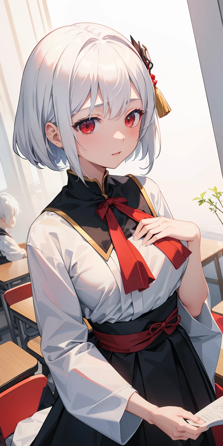 masterpiece、top-quality、(1 Faceless Boy:1.3)、(boys grabbing breasts:1.1)、1girl in。(校服:1.2), white hair,Red eyes,(Classroom:0.8), (evening glow:0.7),(middlebreast:1.4), (mournful smile:0.8)