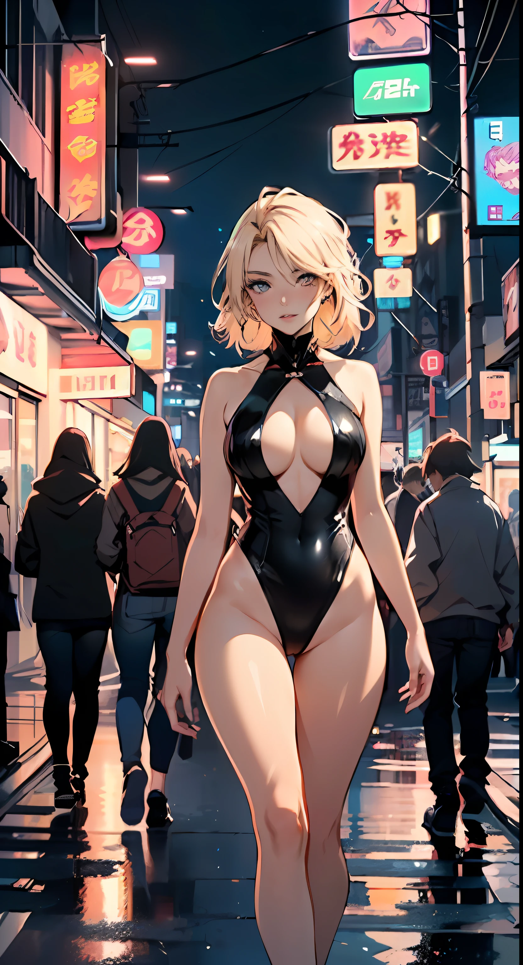 girls swimmers, 2 girls, 2 girls, two girls, multiple girls: 1.3, ((anime girls, twins with extremely cute and beautiful blonde hair walking seductively down the street)), (((twins)))),
((((Two twins)))), 2 swimming twins,((((two anime twins with extremely cute and beautiful blonde hair walking seductively down the street)))),
(large breasts:1.4),saggy breasts,(((very light blonde hair:1.35,straight hair,long hair:1.4,colored inner hair,ear breathing))),((heterochromia,eye1 blue,eye2 green,perfect eyes,upturned eyes:1.3,beautiful detailed eyes,finely detailed beautiful eyes:1,big highlight on eyes:1.2)),((fat)),(((lustrous skin:1.5,bright skin: 1.5,skin tanned,shiny skin,very shiny skin,shiny body,plastic glitter skin,exaggerated shiny skin))),(spider lower abdomen,narrow waist,wide hip,athletic body,inflated legs,delicate detailed fingers,detailed body,detailed arms,human hands,(detailed face)),
cute,slutty,seductive,erotic,(((nsfw))),
((one-piece_swimsuit magenta)),(wearing a one-piece_swimsuit outfit:1.3),(detailed outfit,detailed clothes),
(dynamic pose:1.0),embarrassed,centered,scale to fit dimensions,Rule of thirds,
outdoors,((night view)),(very pretty city neon synthwave,cyberpunk night street Background:1.5,dark sky,thick clouds),future vehicles,((neon lights)),thick clouds,(cyberpunk style,neon lights, (synthwave theme background), lonely street),(((detailed background:1.25))),
(best quality),(high resolution),(sharp focus),(ultra detailed),(extremely detailed),(extremely high quality artwork),8k_wallpaper,(extremely detailed CG 8k),(very fine 8K CG),((hyper super ultra detailed perfect piece)),flawless,(((masterpiece))),illustration,vibrant colors,(intricate),High contrast,Selective lighting,Double exposure,HDR (High Dynamic Range),Post-processing,Background blur,((((lesbian, lesbians))))