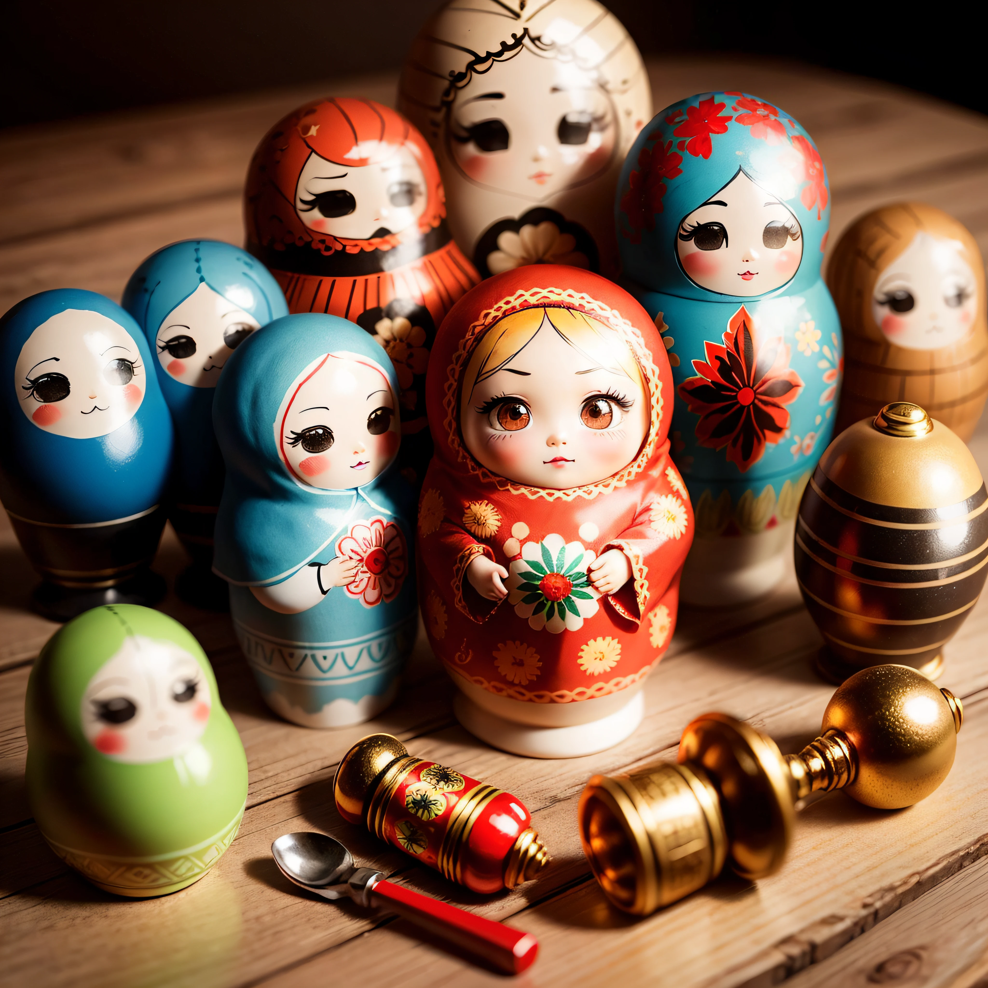 Russian matryoshka, doll set, 7 miniatures, great light --auto