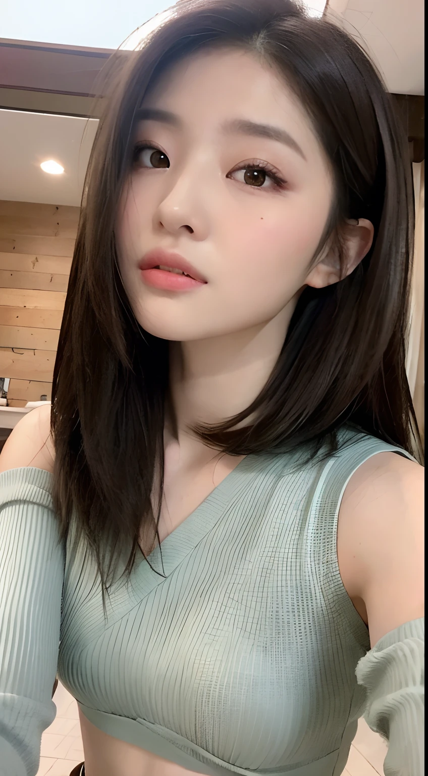 Beautiful handsome woman, ((top quality, 8k, masterpiece:1.3)), pretty woman, 1 woman, huge breasts:1.3, slender figure:1.1, elastic dark brown hair, (shower, wet body, wet clothes:1.1), very detailed face, detailed lips, detailed eyes, double eyelids