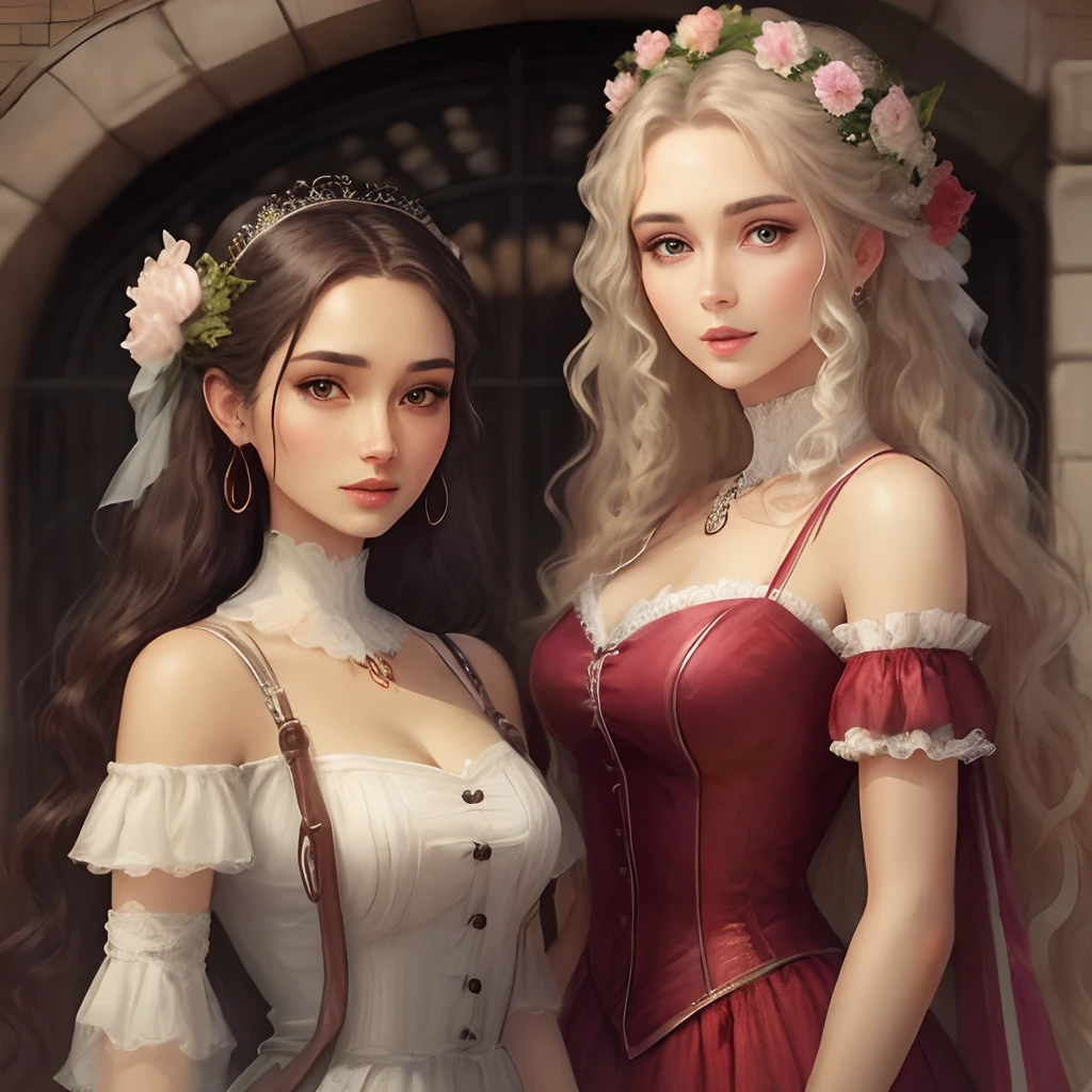 (absurd, highres, ultra detailed), 2girl, 2 sibbling of the nobility, 2 girl are twins, twins, twins, lesbians, romance, lovers , soft style,