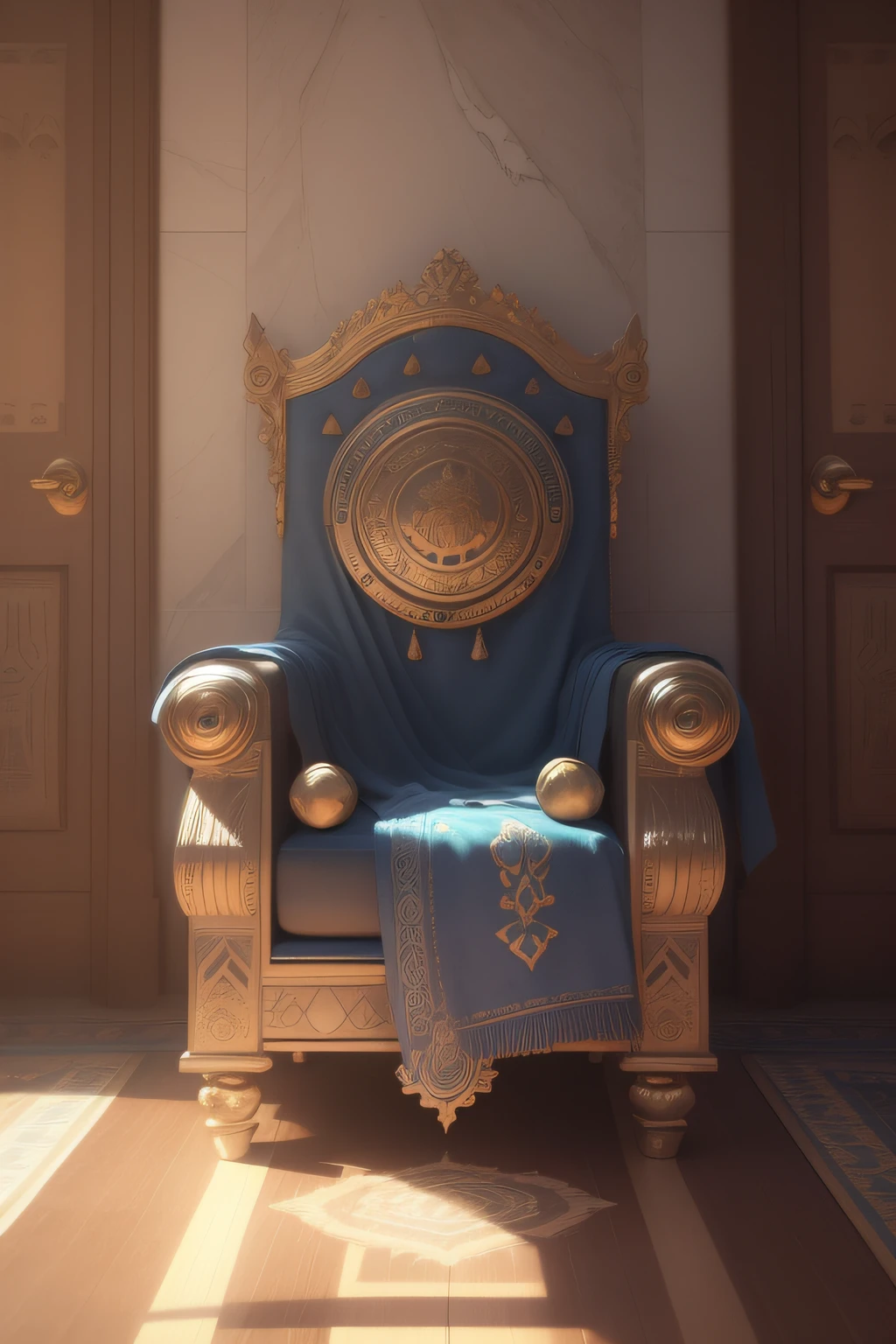 (Estilo Pixar: 1,2), the Egyptian Throne in the center of the hall, (Throne close-up: 1,5), Disney, Global Illumination, ray traced, simulation, HDR, Octane rendering, Unreal rendering, behance, drip, Artstation, beste-Qualit, 8K