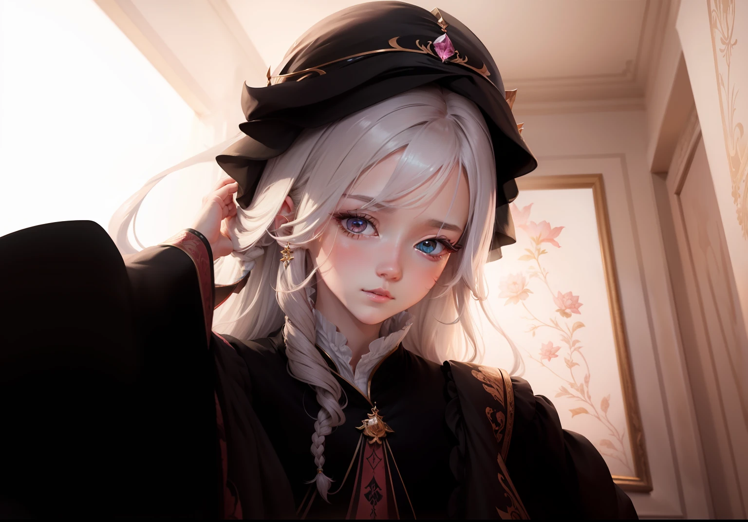A princess,long whitr hair,The painting quality is excellent,Fascinating and mysterious,CG drawing with rich details,The colors are bright and vivid,Dynamic angles and attitudes。