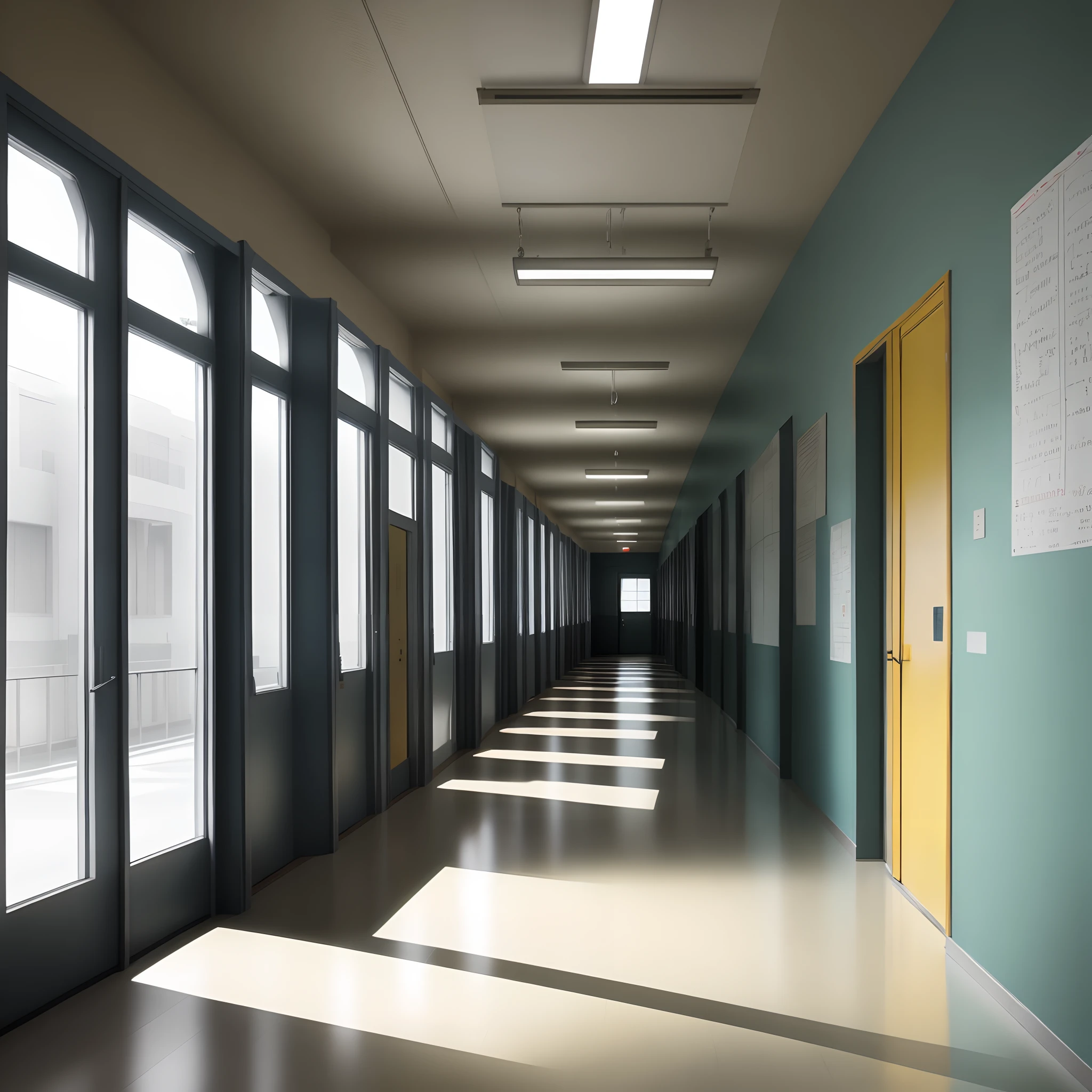 Background with,school hallway,quadratic element