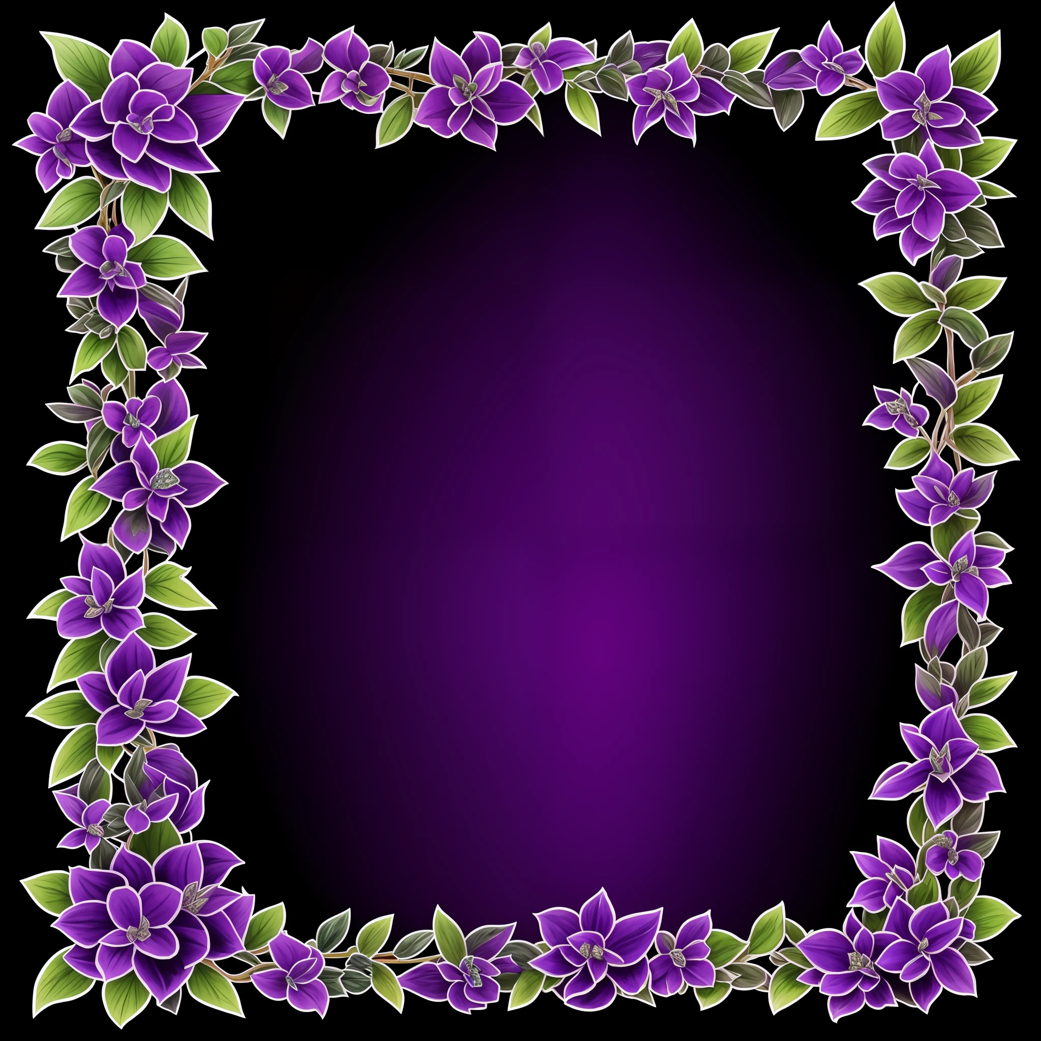 Dragon purple black abyss background border embellished with gem plants --auto