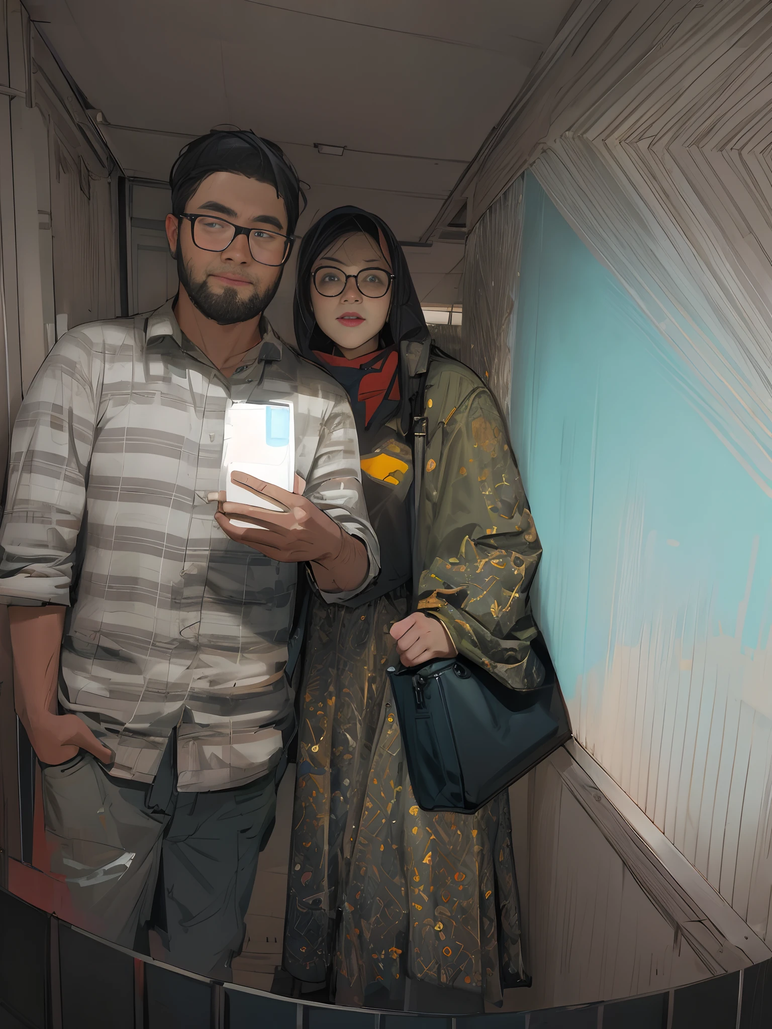 Real face, real background,  real clothing,  cartoon face