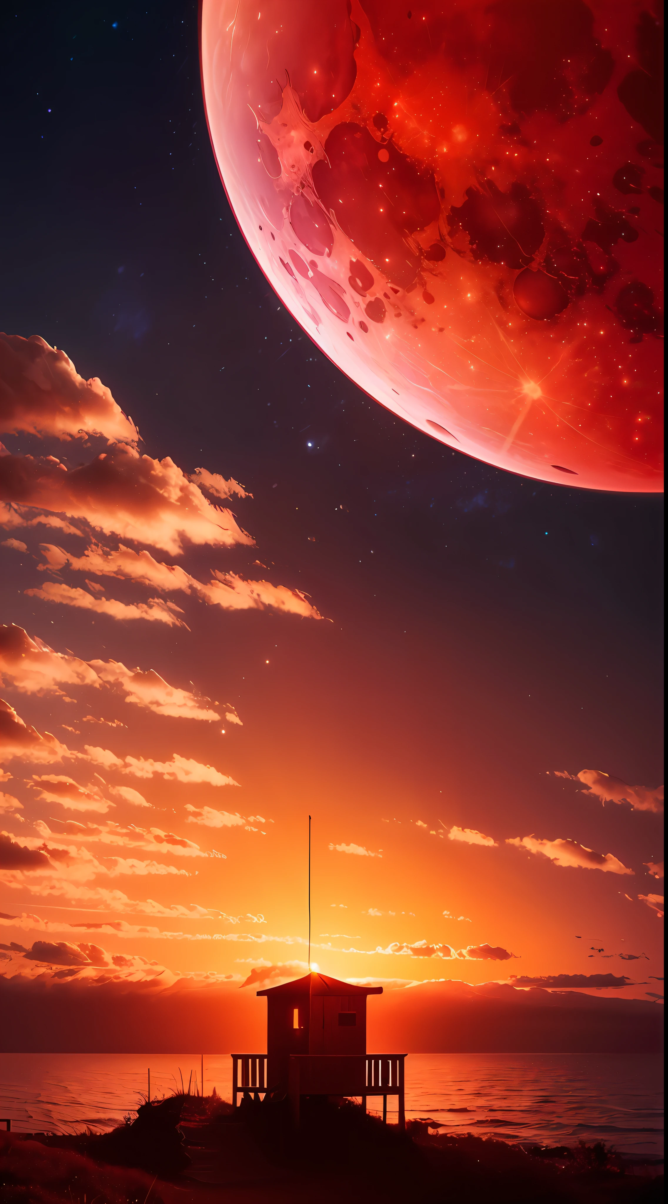 Red Moon，8K wallpapers，extreme beautiful，winning artwork