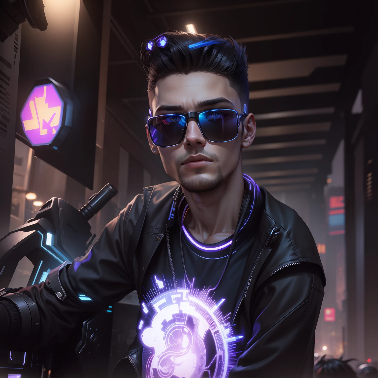Change background cyberpunk handsome boy, realistic face, 8k, ultra realistic,