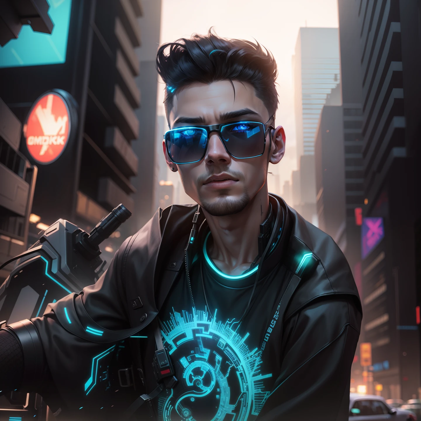 Change background cyberpunk handsome boy, realistic face, 8k, ultra realistic,