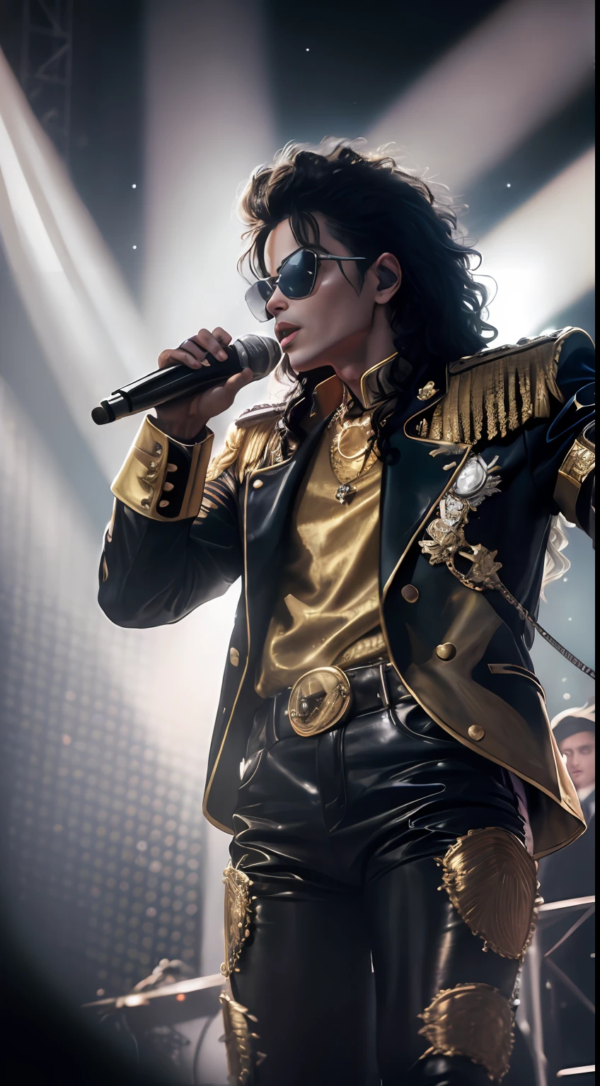 (8k, RAW photo, best quality, masterpiece: 1.2), ultra detailed, official art, photorealistic: 1.37, upper body photo, Michael Jackson
