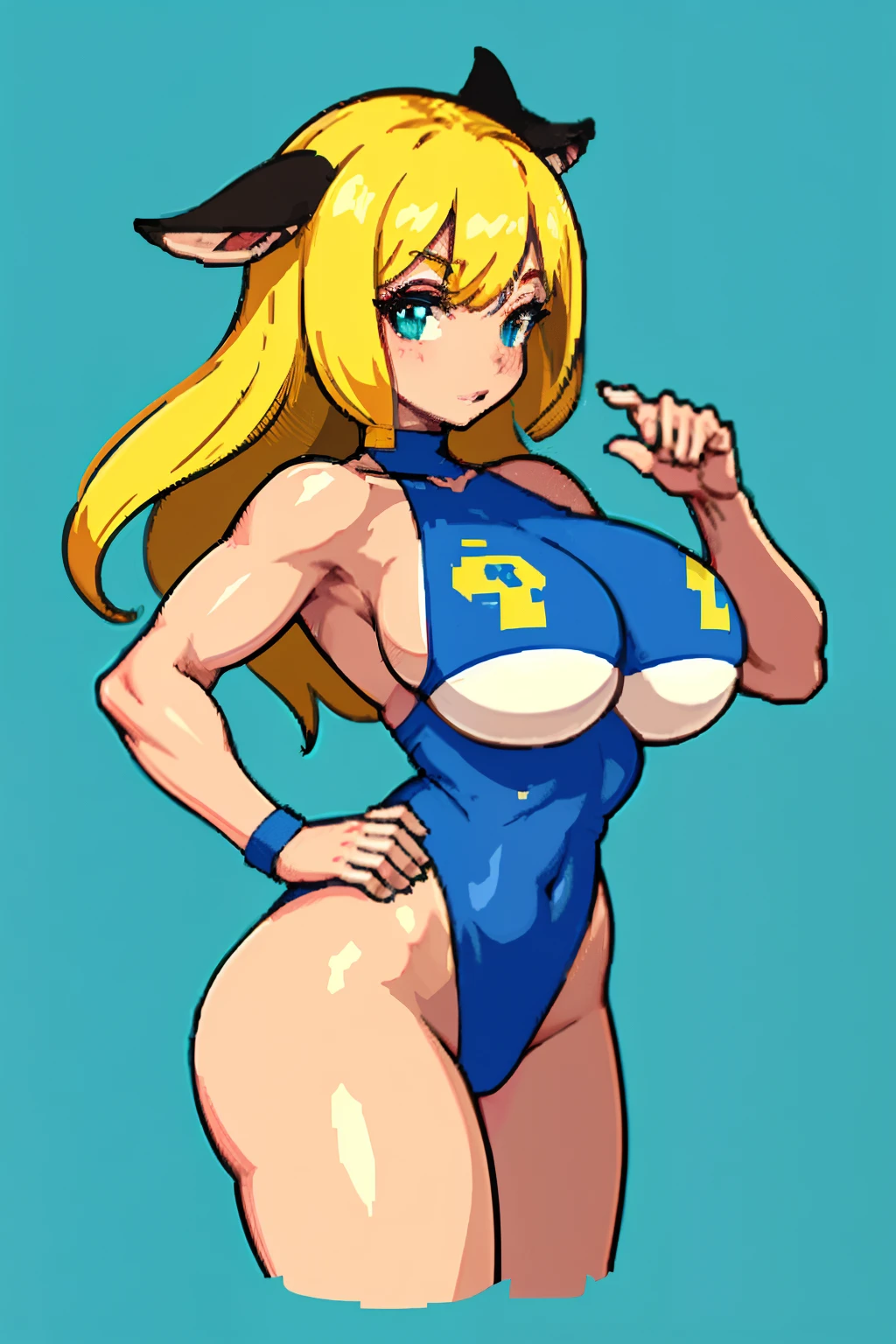 (obra-prima, qualidade superior, melhor qualidade) cow woman in the farm,pixel,pixel art,muscular,huge girl