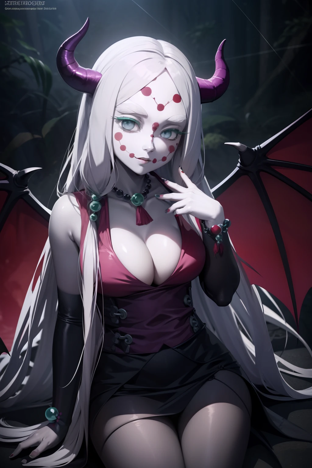 one demon girl, Masterpiece, Best quality, High quality, hight detailed face, Depth of field, HDR, Very detailed, ray tracing, full body, dark fantasy, big demon wings, demon tail, demon horns, demon tatoos