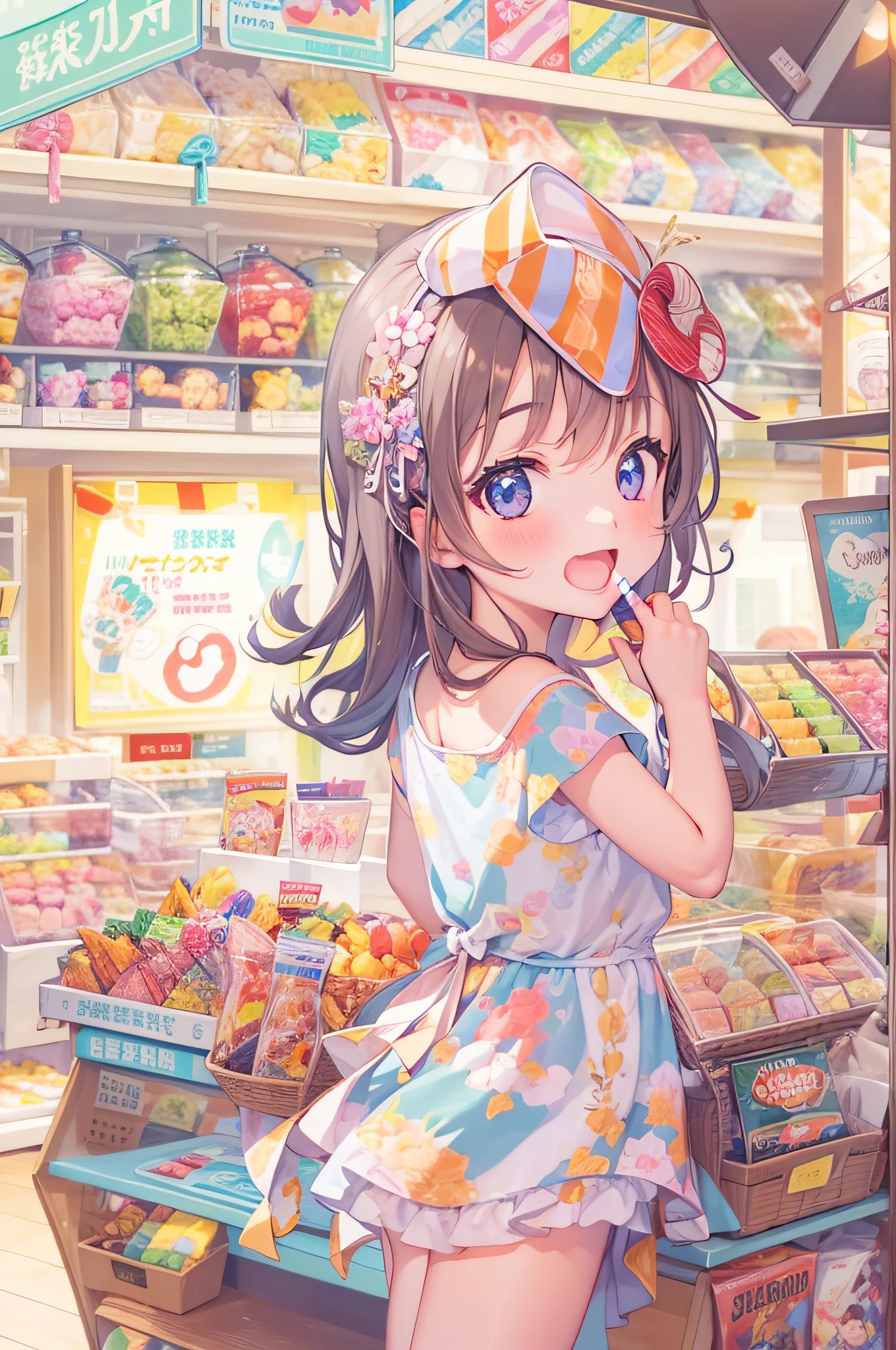 Girl watching TV、summer vacation、Candy Shop