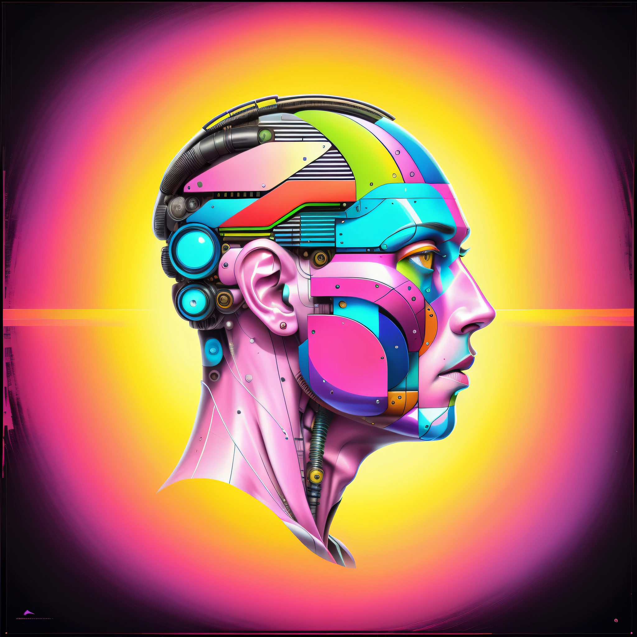 deconstructed X-ray profile, male, <lora:DeconDada:1.7>, Sonic silver,Maximum green,Candy pink,Neon Carrot,Maximum yellow