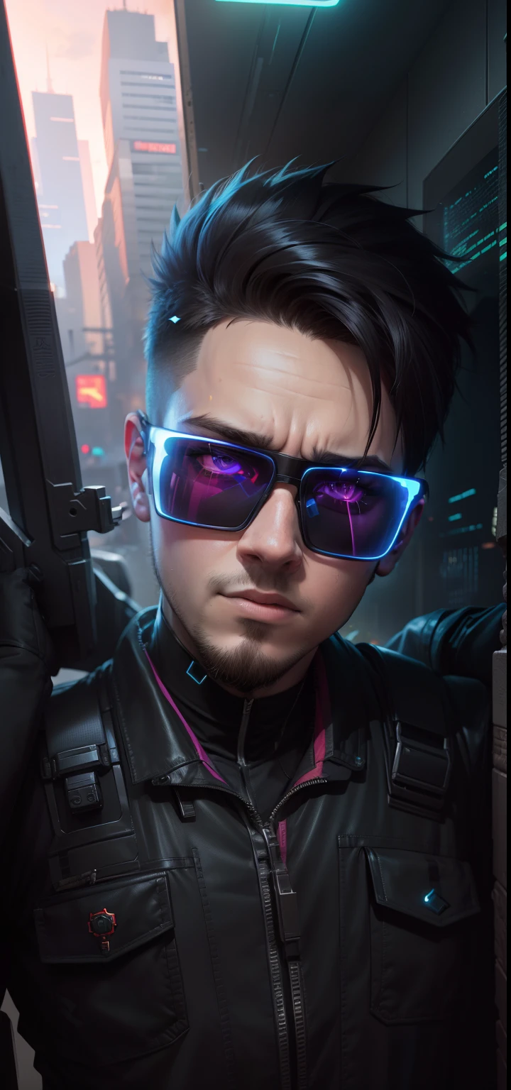 Change background cyberpunk handsome boy, realistic face, 8k, ultra realistic