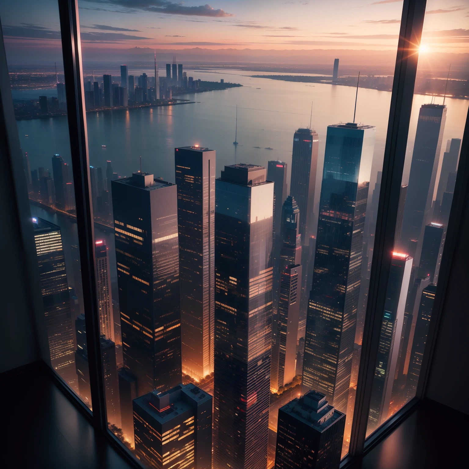 Ultra wallpaper,8k wallpaper,skyscrapper,城市,glass,evening light,eventide