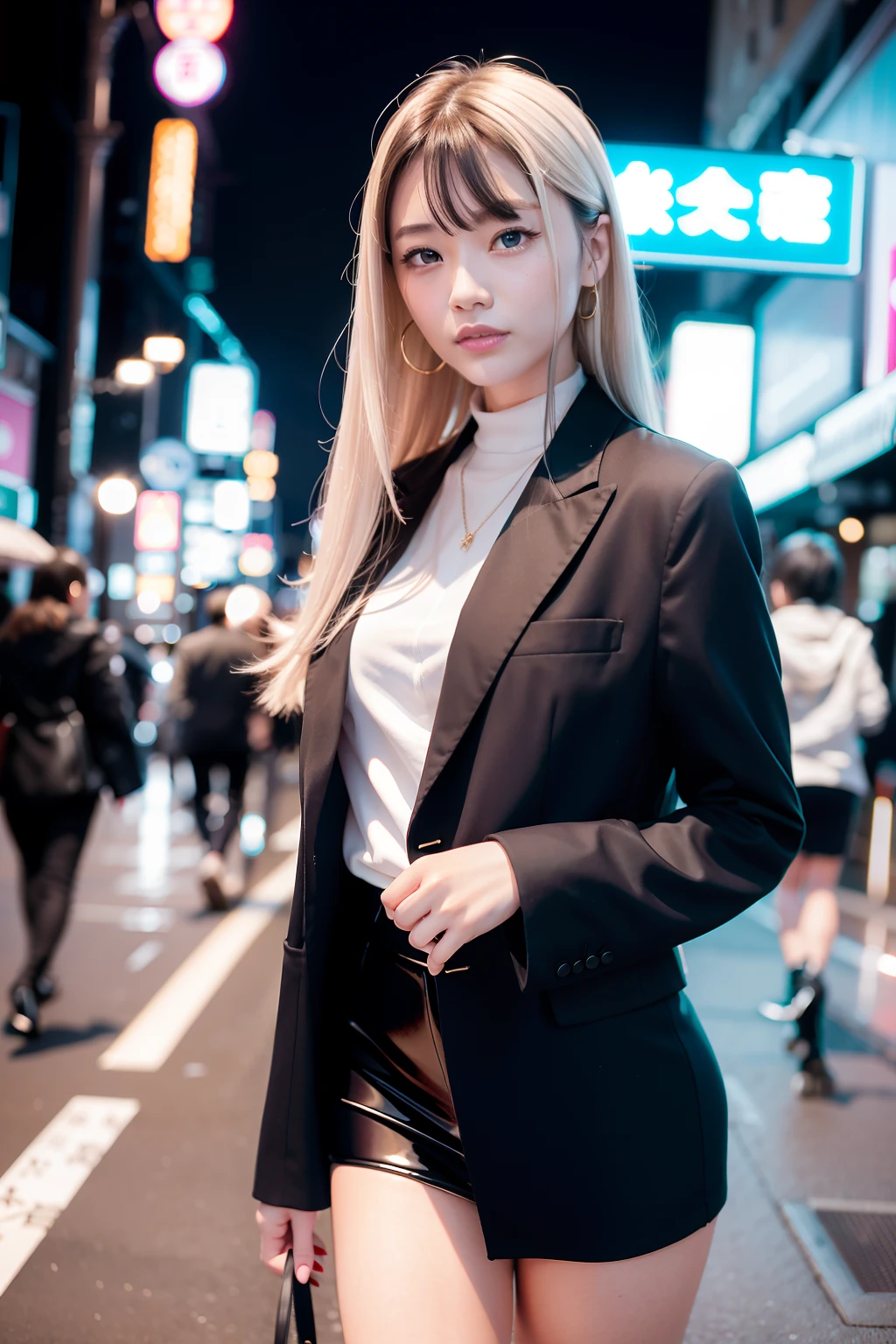 blond woman with glasses and a black tie standing on a street, ulzzang, korean girl, with glasses, heonhwa choe, roseanne park of blackpink, cruel korean goth girl, lalisa manoban of blackpink, jaeyeon nam, wearing a suit and glasses, korean idol, tzuyu from twice, lalisa manobal, perfect white haired girl