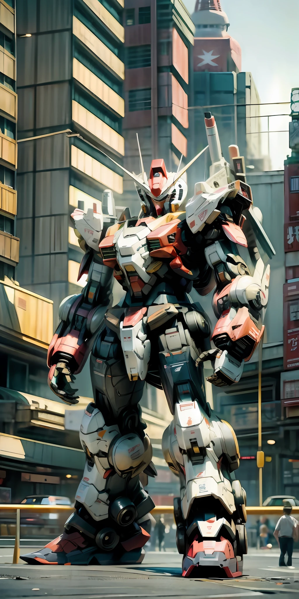 jpn，Streets and pedestrians in Tokyo，Giant robot in front of the Capitol，RX78，