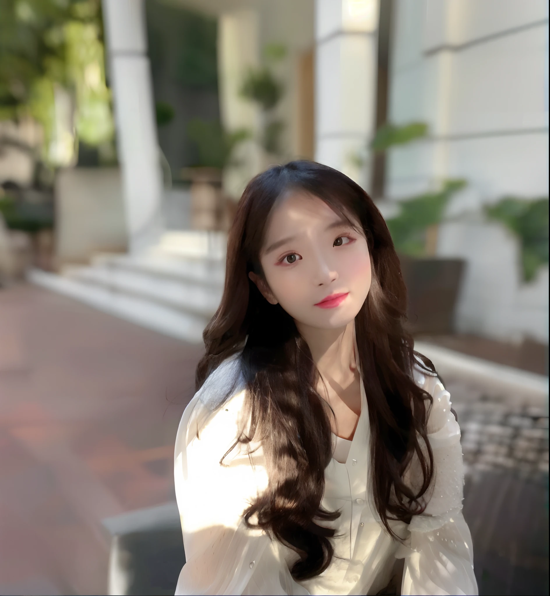 araffe woman with long hair and a white shirt posing for a picture, ulzzangs, With long hair, xintong chen, Korean girl, Asian girl with long hair, Beautiful young Korean woman, personal profile picture, beautiful Korean women, headshot profile picture, A young Asian woman, young lovely Korean faces, young cute wan asian face, portait photo profile picture