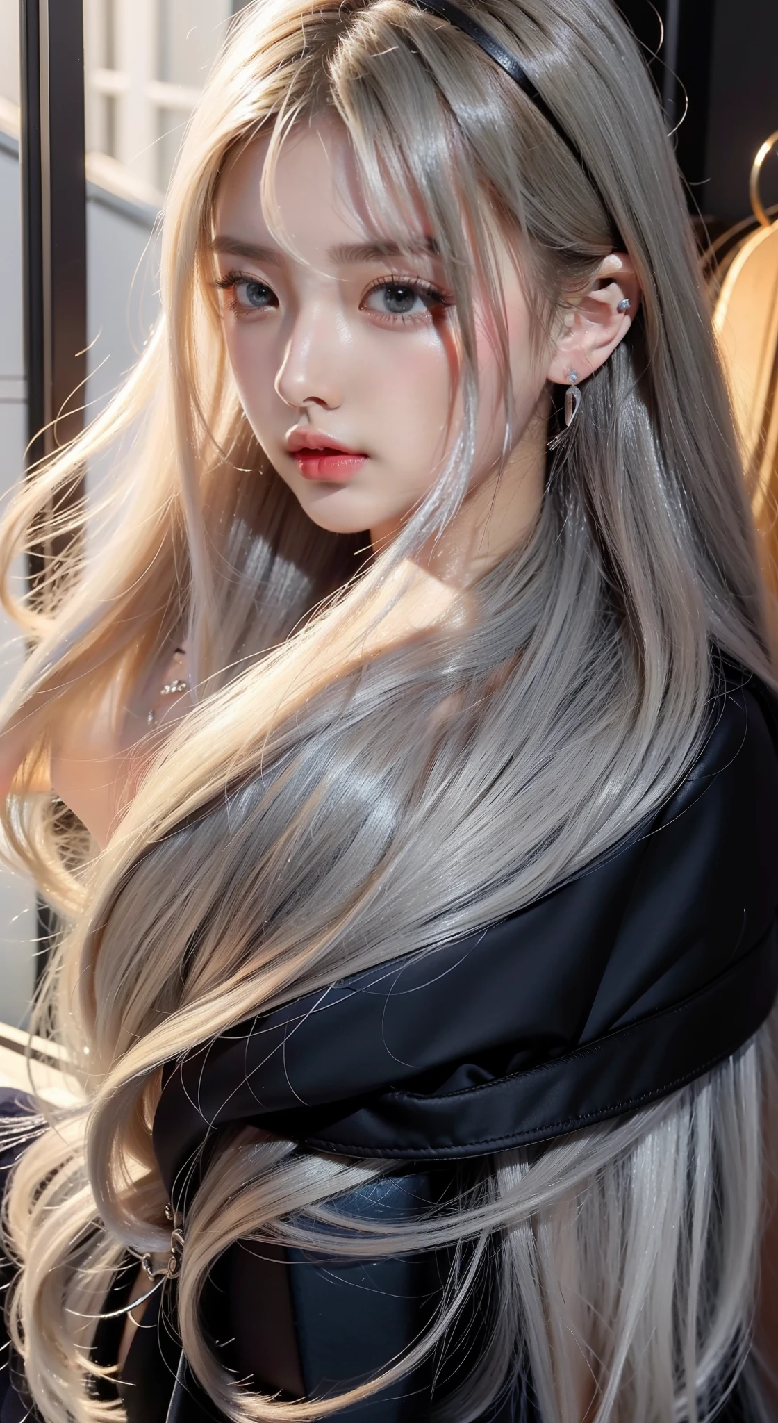 Wear a heart-shaped silver necklace,Wear blue crescent earrings