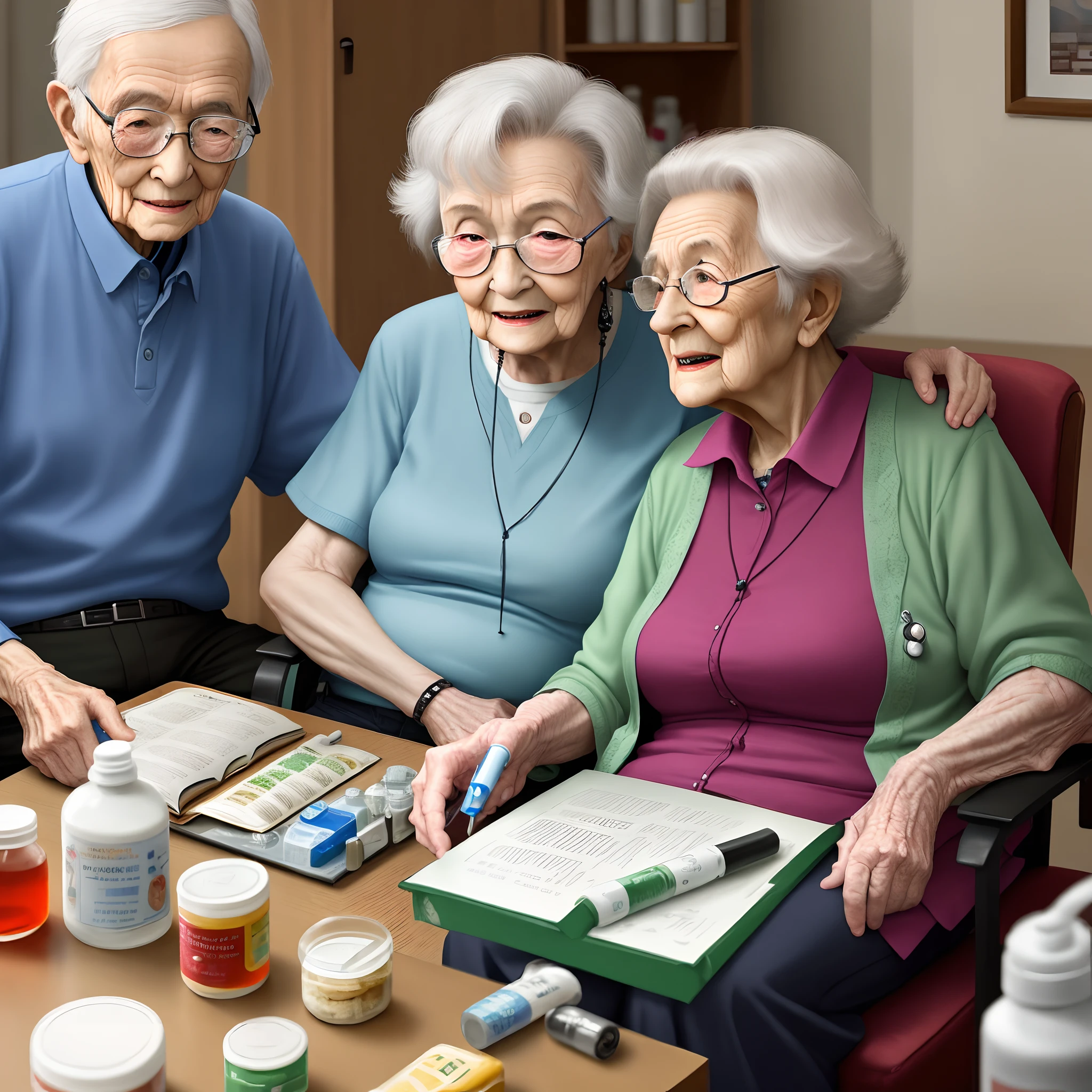 The elderly take medicine