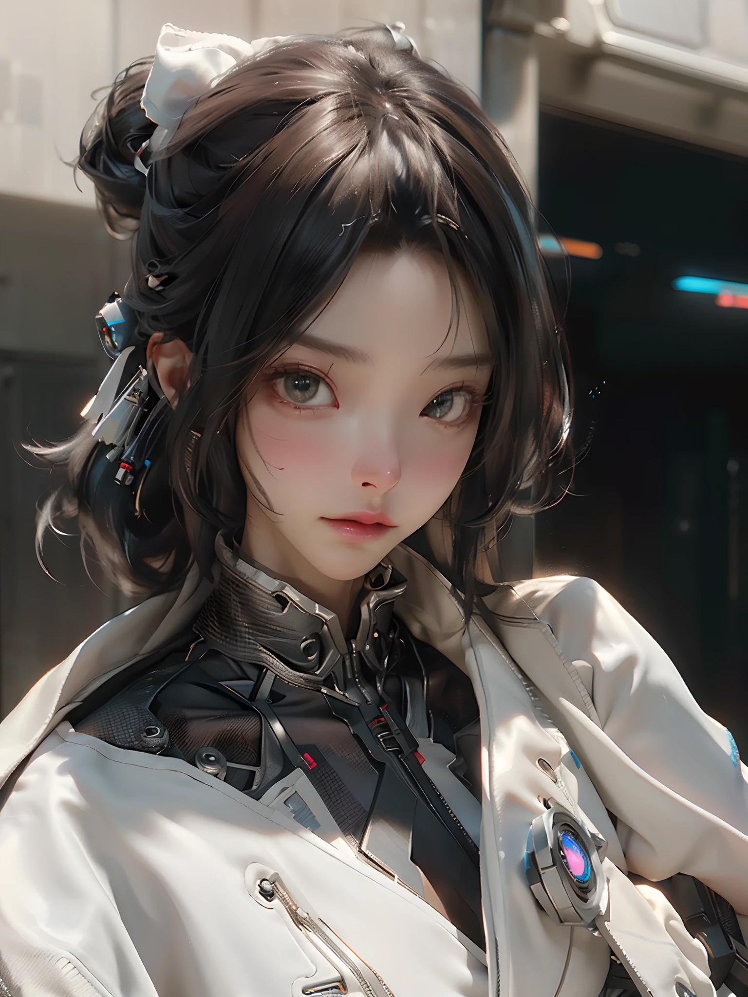 ((BEST QUALITY)), ((A Masterpiece)), (highdetail:1.4), 3D, an image of a beautiful cyberpunk woman,pt(High Dynamic Range),raytracing,NVIDIA RTX,Ultra Resolution,unreal 5,subsurface scattering,pbr texturing,Postprocess,Anisotropic filtering,and depth of field,Maximum clarity and sharpness,a Multi-layer Textures,Albedo and Specular Maps,Surface shading,Accurate Simulation of Light-Material Interactions,Perfect Proportions,Octane Rendering,2-tone Lighting,Wide aperture,low ISO、white balance、Rule Of Thirds、8K RAW、bangs、back view、backs