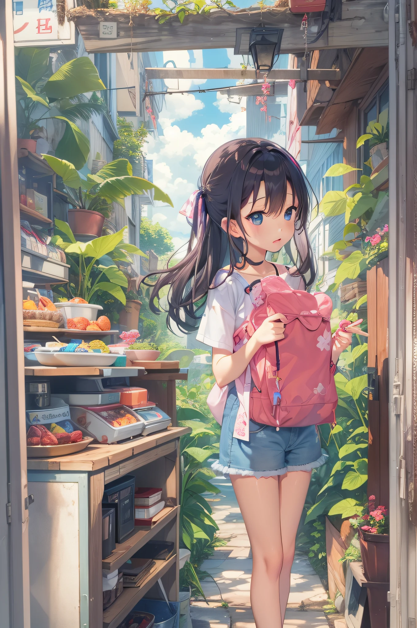 Girl watching TV、summer vacation、Secret base