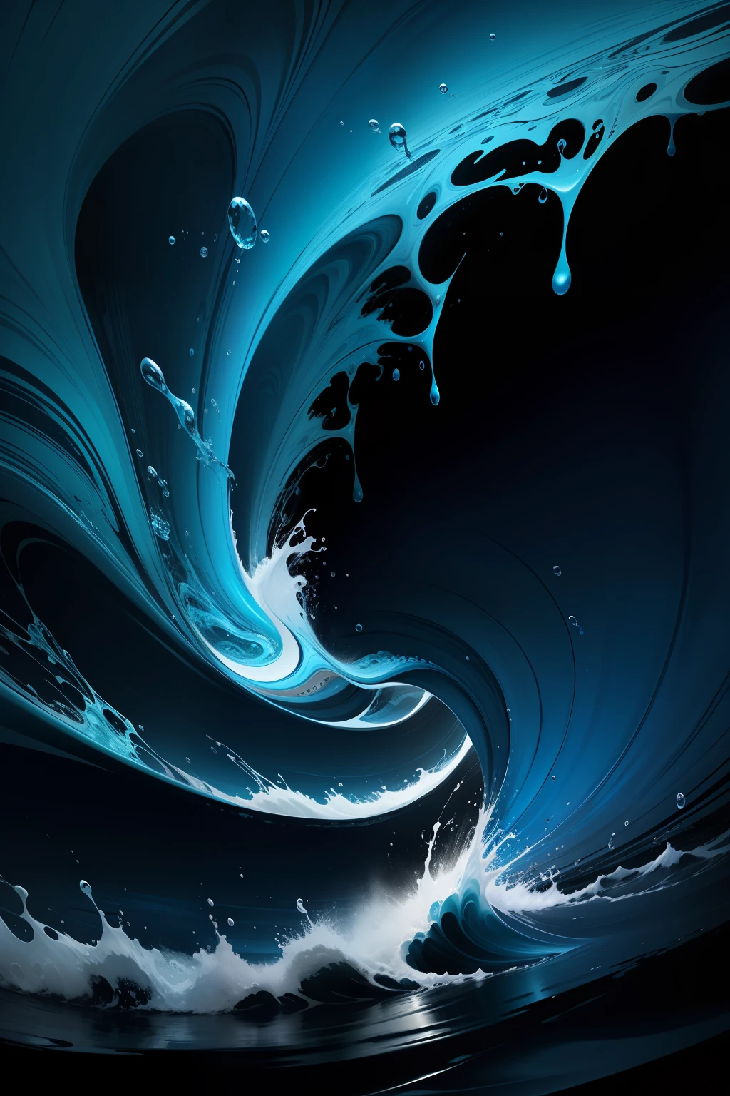 liquid abstract art, Branca, azul, noise, waves, blue variation