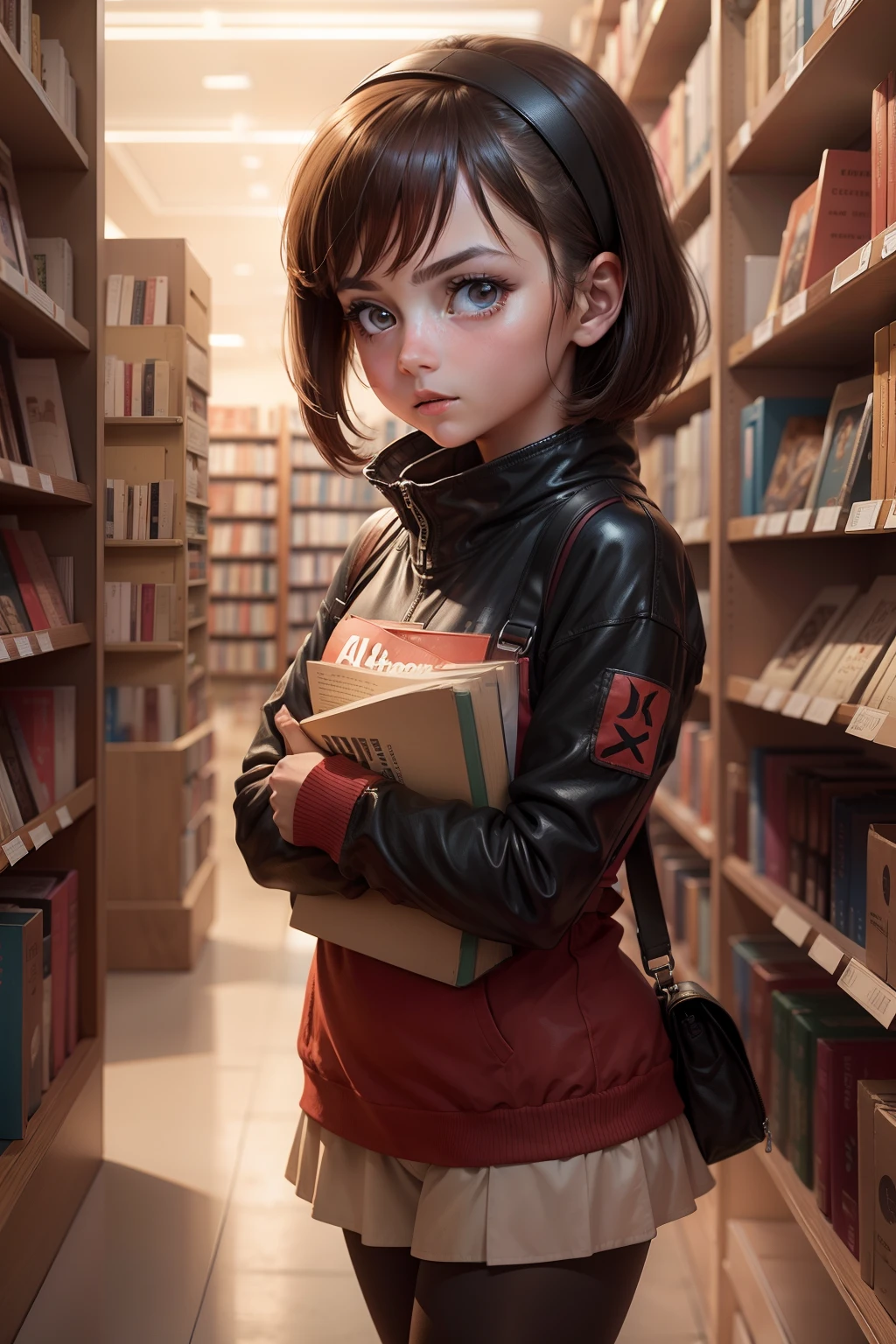 Alitlle girl looking for her mother in a bookstore