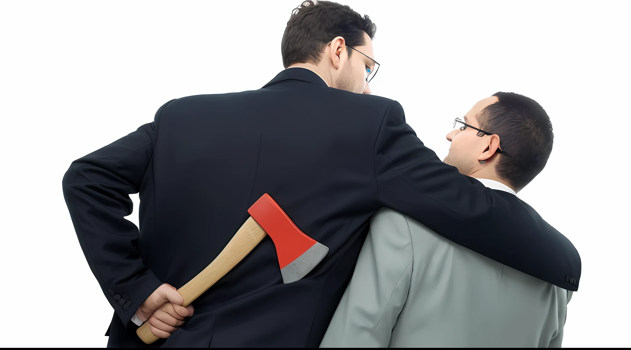 There is a man with an axe on his back and another man with a suit, segurando machado, atacando com machado, com machado, segurando um machado, muito profissional, adversitement, RISTY, dominance, segurando um machado venenoso, contra fundo escuro, Imagem promocional, pessoas lutando, com um machado, olhando parcialmente para a esquerda, Atores, trabalho profissional, brutal