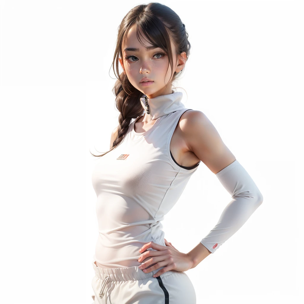 A teenage girl,Wearing track suit