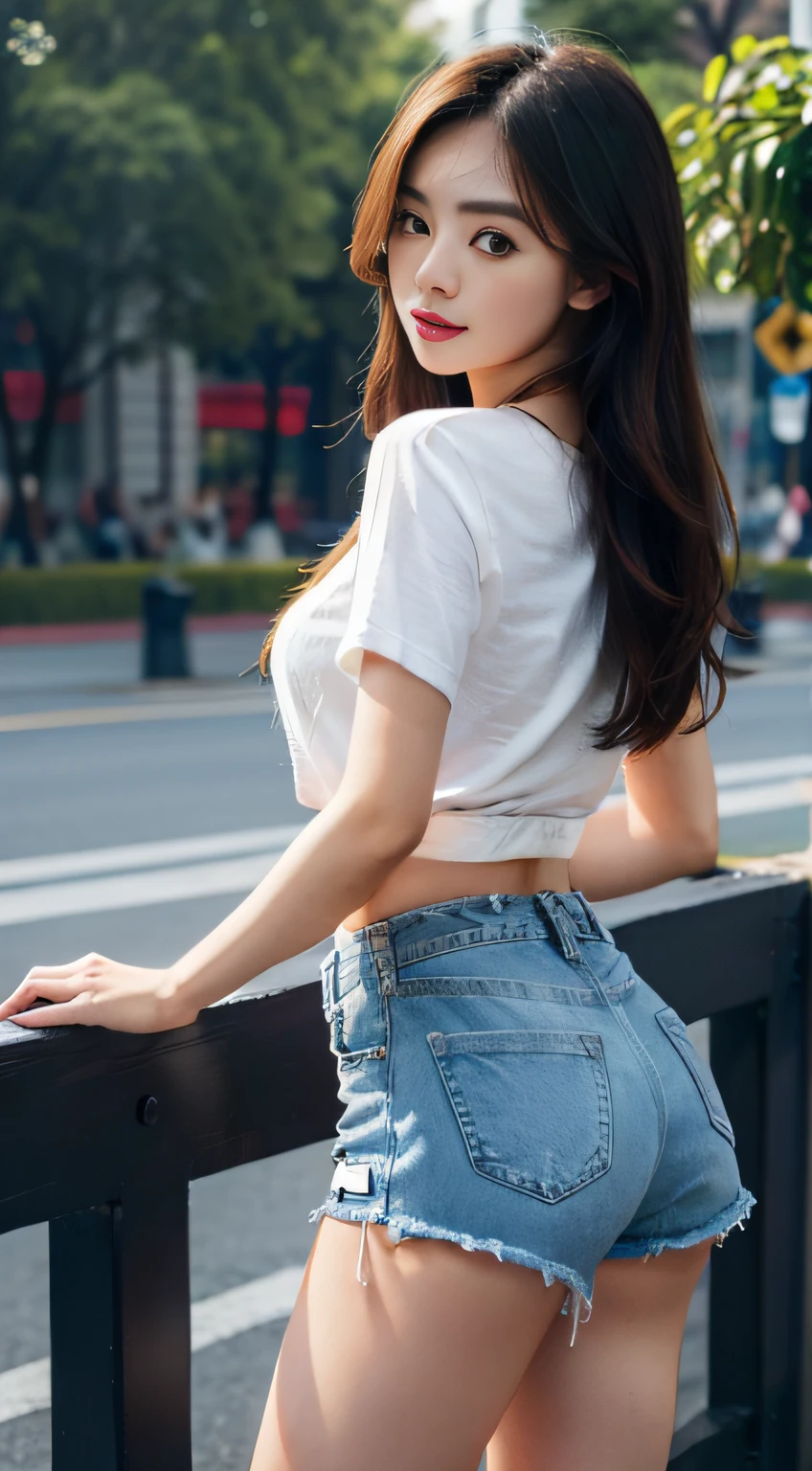 1girl, ass support, park,
denim shorts,, masterpiece, best quality, highly detailed