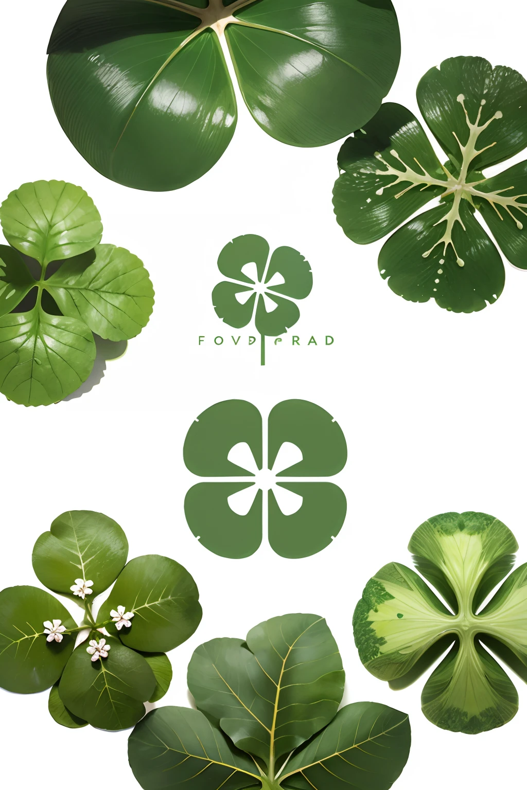 Minimalist logo on a white background,Brand logo,A four-leaf clover is facing up