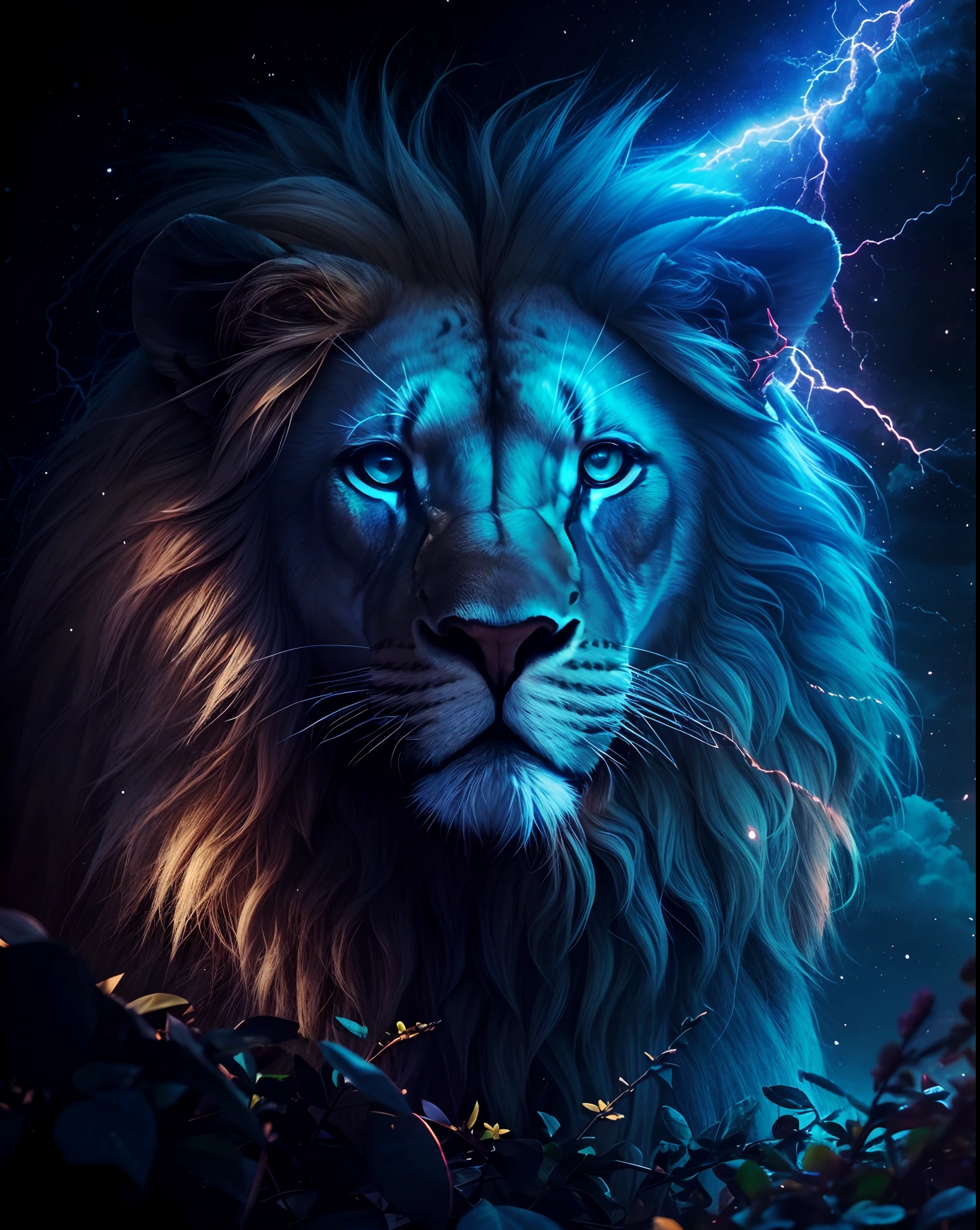 Lion, leone, King, naturais, Natureza, Natureza, Linda, renderizado, fotorrealista, UltraHD, 4k, texturasdetalhadas, sombras detalhadas, Thunders, bolts, ThunderBolt, thunderstorm, detalhadas, por do sol, sol se pondo, Sunset, Natureza Linda, fundo preto, por do sol, contraste detalhado, contraste realista, alta resolução, cores detalhadas,