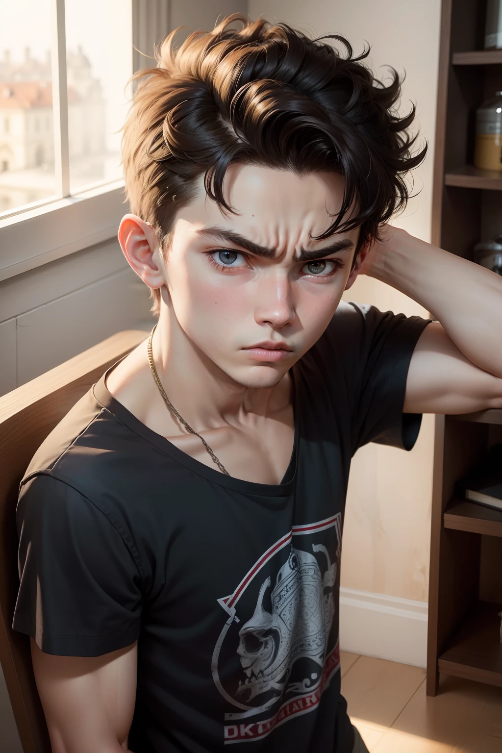 boy, 18 Years old, , Serious face, Angry face, Cute face, European