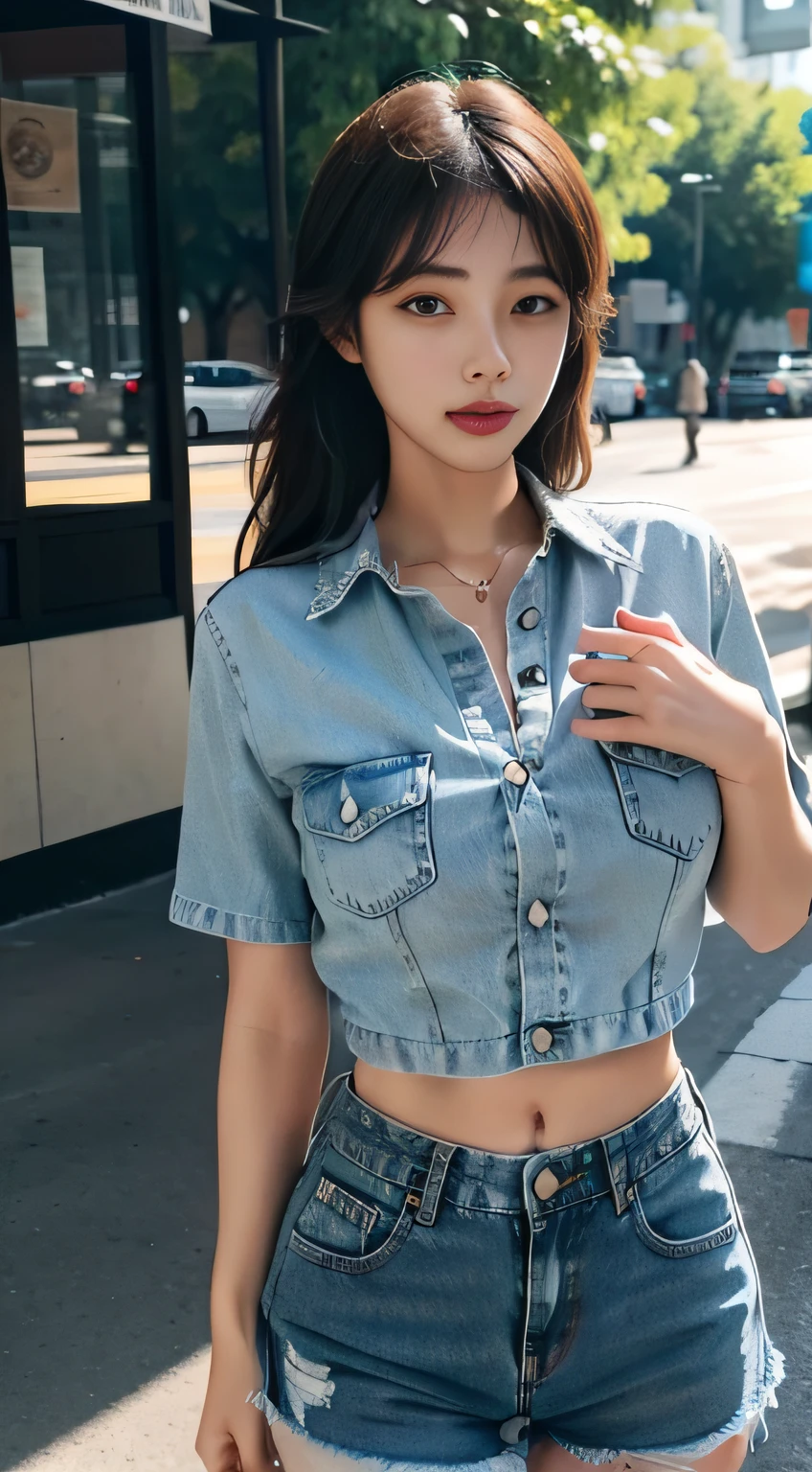 1 sweet girl，Denim tops，