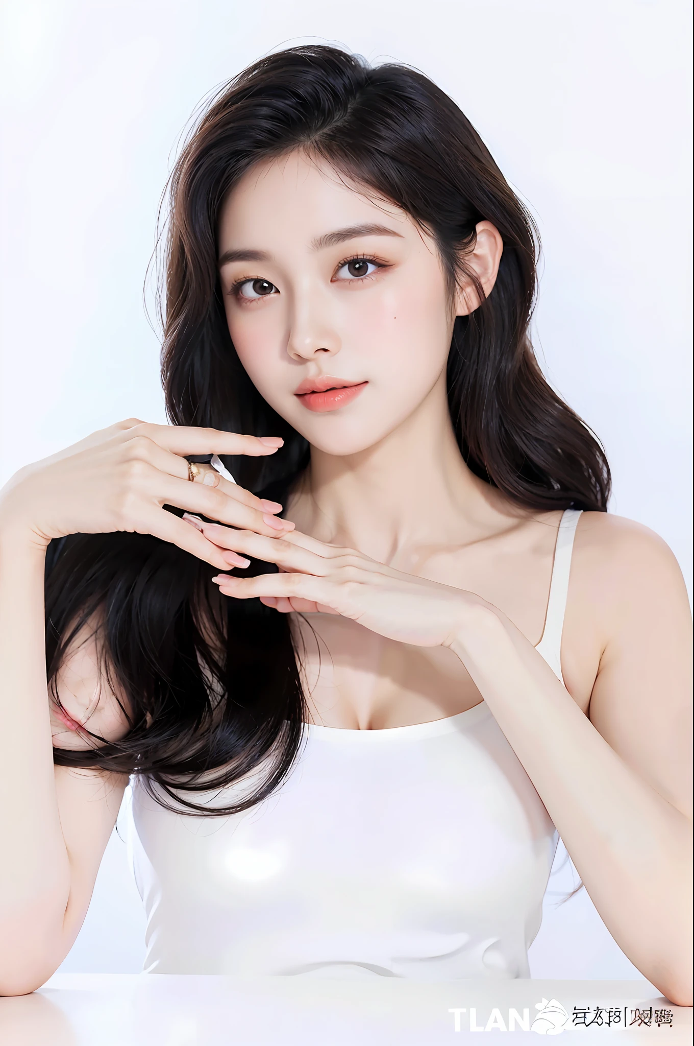 (((Medium hair))), best qualtiy, 8K, hdr, A high resolution, absurderes:1.2, blur backgroun, Background bokeh:1.2, photography of, (RAW photo:1.2), (真实感:1.4), (Masterpiece:1.3), (complexdetails:1.2), 1girll, 独奏, japanaese girl, delicated, Beautiful detailed, (Detailed eyes), (Detailed facial features), Bigboobs, (((Large breasts))), Skin Firm, (Looking_at_peeping at the viewer), From_Front, (being thin),(best qualtiy:1.4),(超A high resolution:1.2),cinematic lighitnglamplight,(Extremely detailed illustration),(Gloss on lips,best qualtiy,超A high resolution,depth of fields,Caustics,Extensive illumination,naturalshadow,85mm, f/1.4, iso 200, 1/160s:0.75),1girll, Solo, (((Silk vest))) Smile, ((silk garment,pleatedskirt,Classroom))